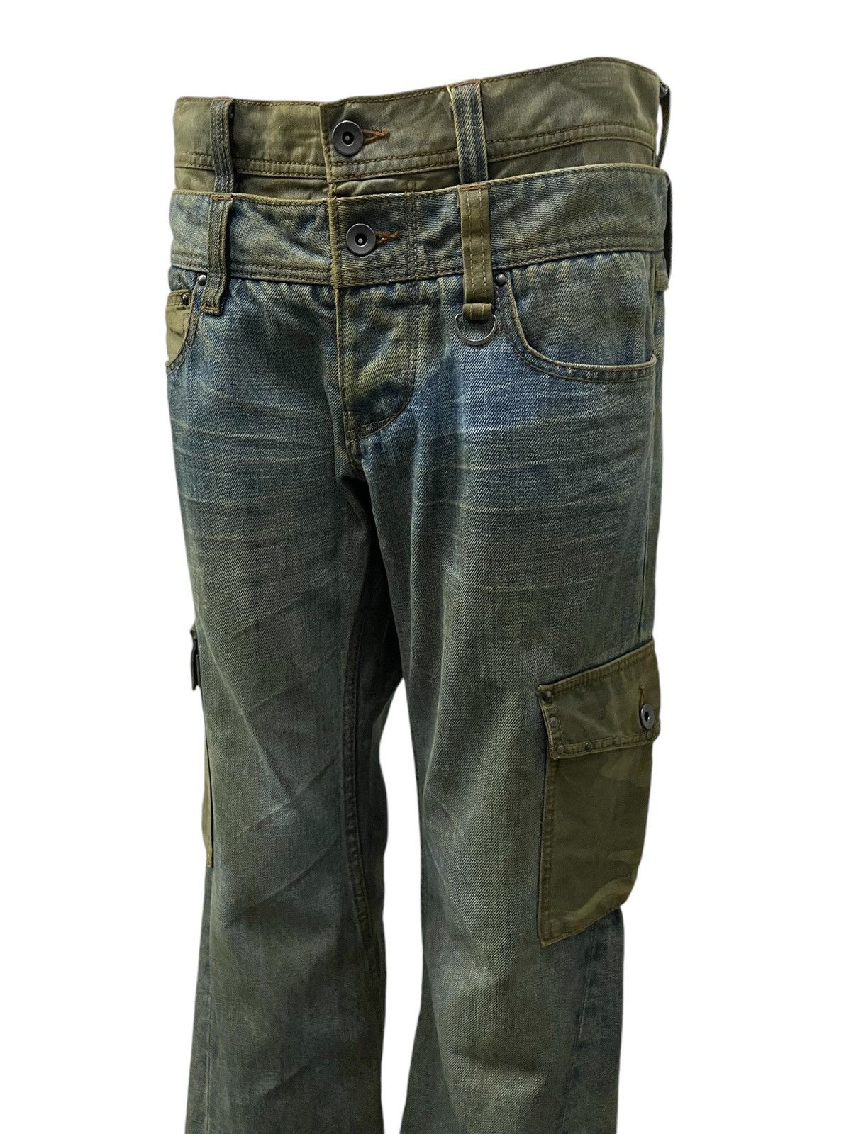 HIDEAWAYS × If Six Was Nine × In The Attic Hideaways Japan Muddy Dirty Double Waist Flared Cargo Jeans Size US 32 / EU 48 - 5 Thumbnail