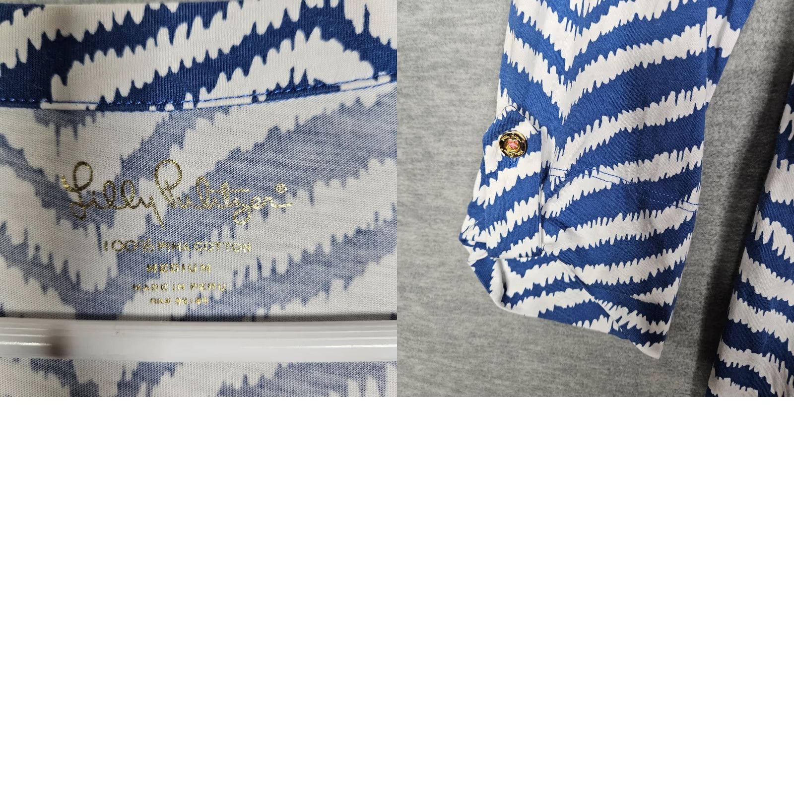 Lilly Pulitzer Lilly Pulitzer Blue Printed V-neck Stripes Women's Pima Cotton Casual Dress Sz M Size M / US 6-8 / IT 42-44 - 8 Thumbnail