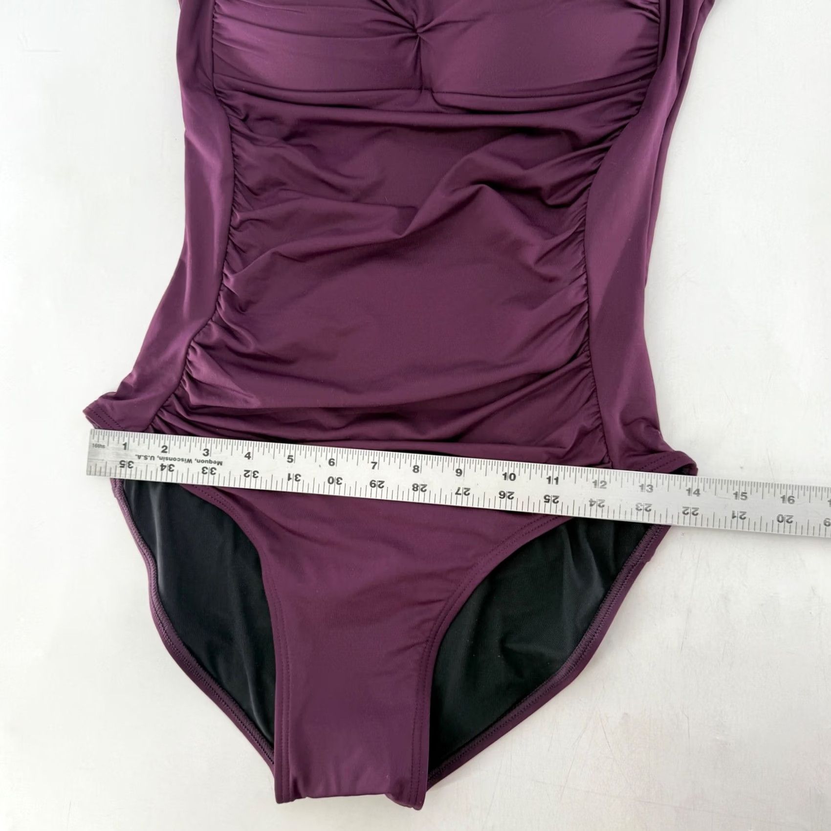 Vintage Sundance One Piece Swimsuit Ruched Plum Purple Sz Sm Beach Boho Mature Size ONE SIZE - 6 Thumbnail