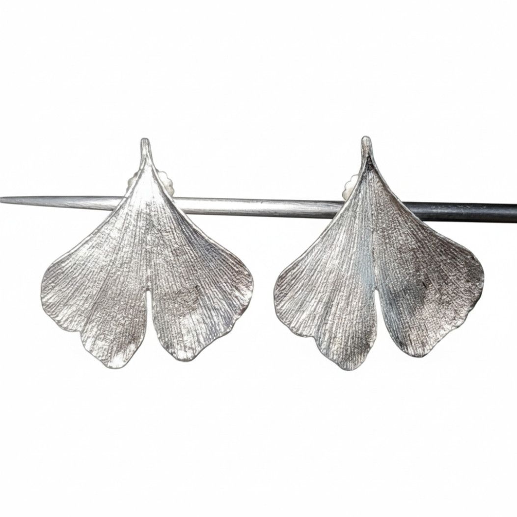 Other Ginko Biloba 2" Leaves Earrings B+B Sterling Silver 925 Vint Size ONE SIZE - 1 Thumbnail