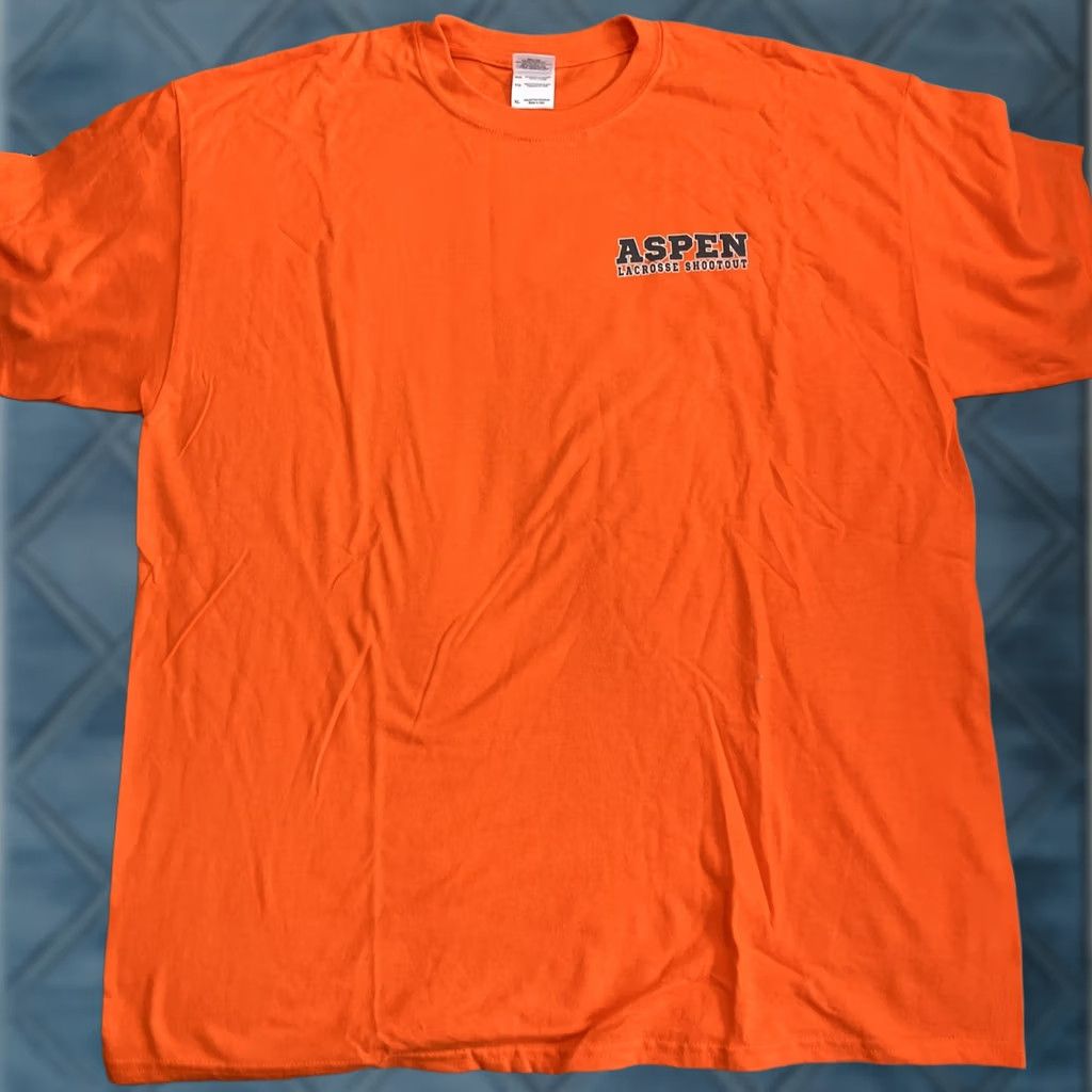 Gildan VINTAGE Gildan Shirt XL Orange Aspen Lacrosse Shootout Double Sided T NWOT Men Size US XL / EU 56 / 4 - 1 Thumbnail