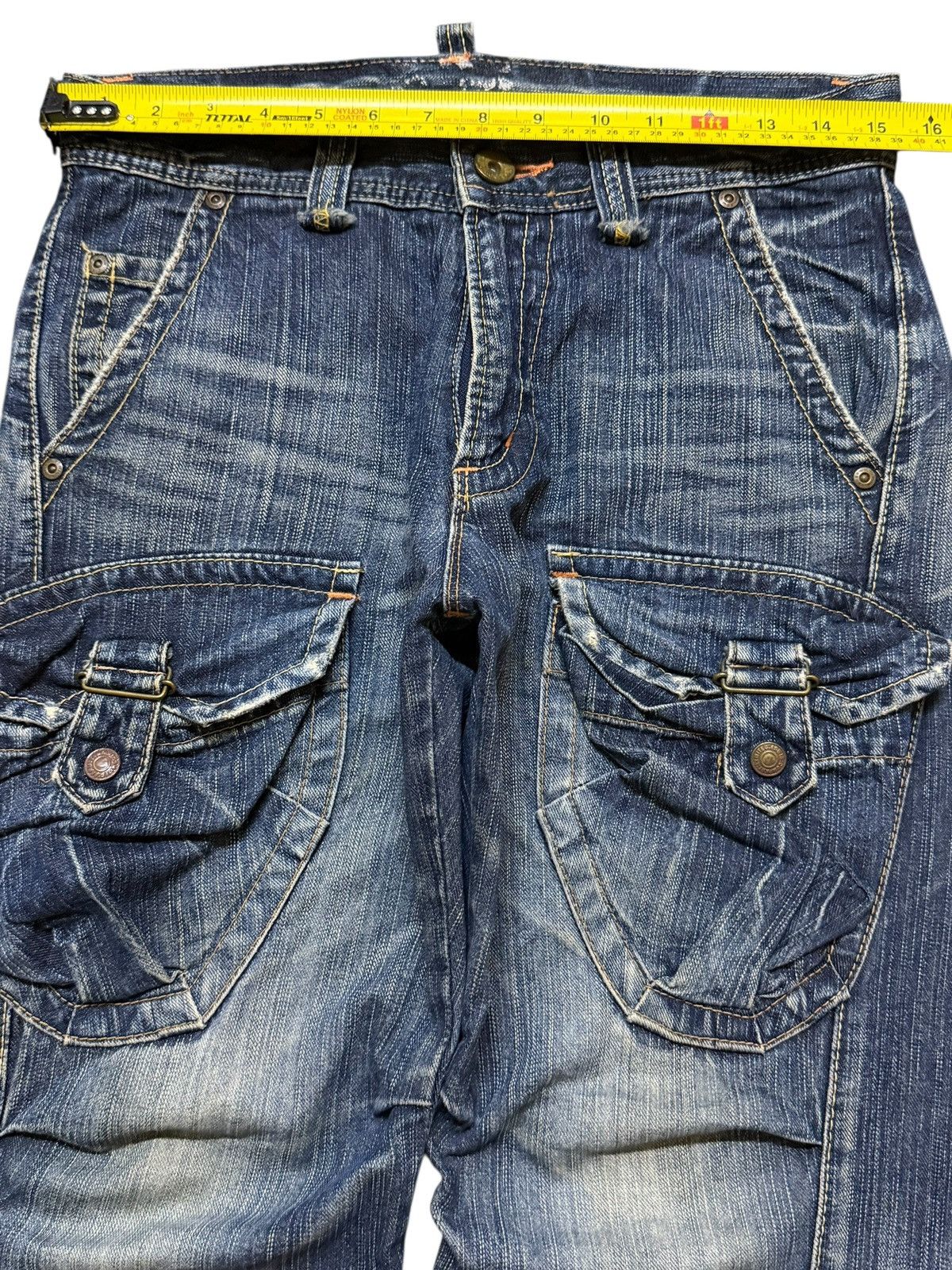 Edwin Vintage Y2K Edwin XV Tactical Pocket Blue Faded Wash Flared Size US 30 / EU 46 - 9 Thumbnail