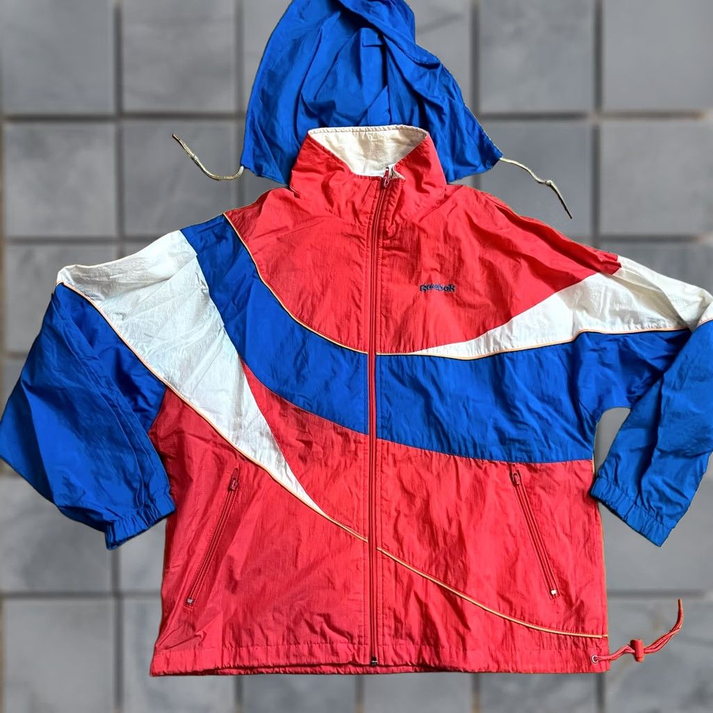 Reebok VINTAGE Reebok Windbreaker Jacket Medium Blue White Track Womens Size M / US 6-8 / IT 42-44 - 1 Thumbnail