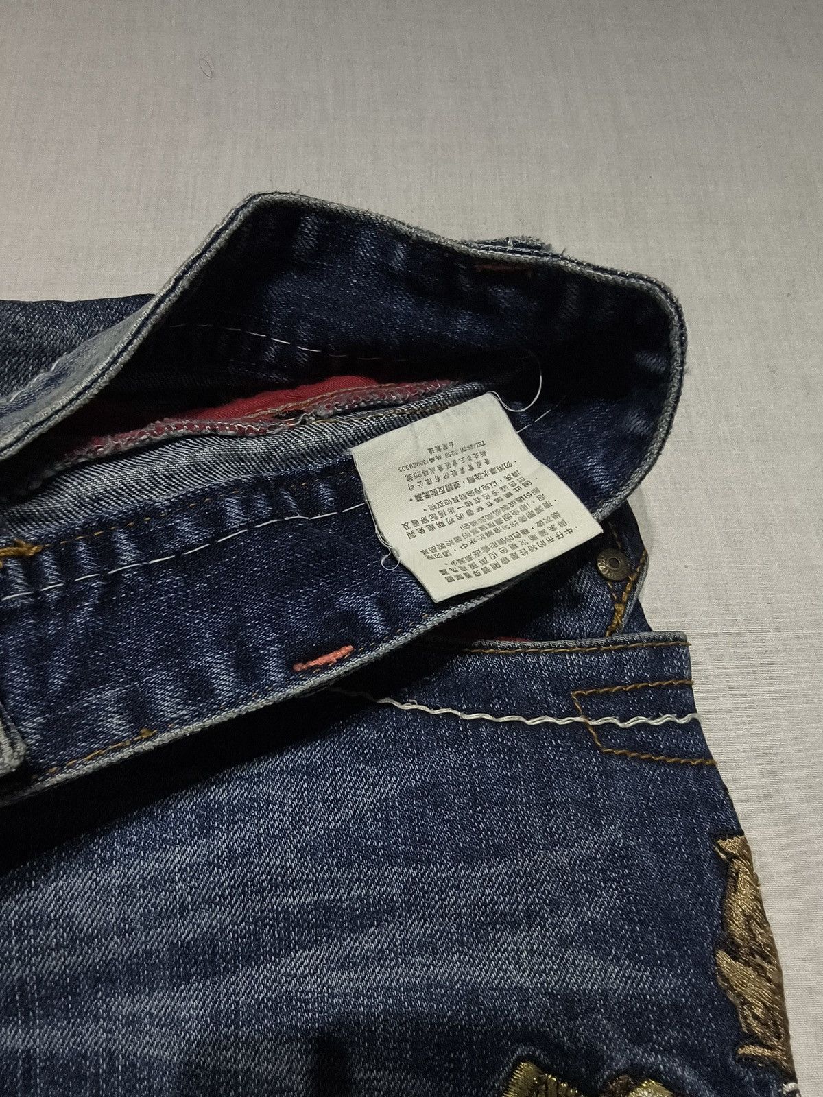 Japanese Brand INSANE KARAKURI STYLE EMBROIDERY JIZO JAPANESE JEANS (022) Size 36" / US 14 / IT 50 - 14 Thumbnail