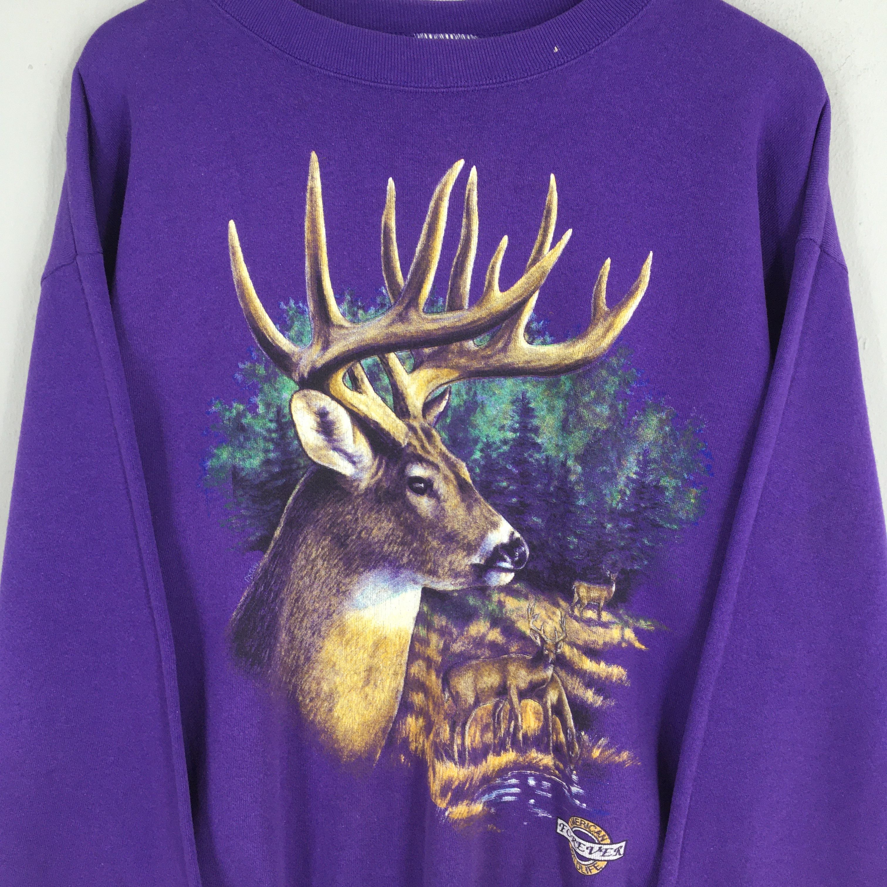 Habitat × Vintage Vintage 90s Whitetail Deer Animal Purple Sweatshirt Large Size US L / EU 52-54 / 3 - 2 Thumbnail