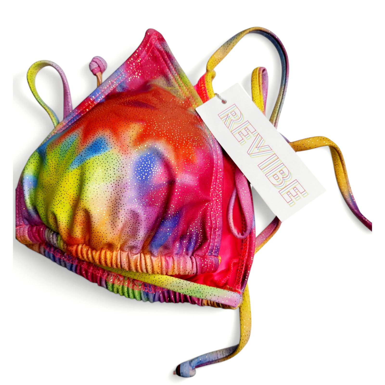 Other NWT DIPPIN DAISY'S Tie Dye Triangle Bikini Glitter Top S Size S / US 4 / IT 40 - 5 Thumbnail