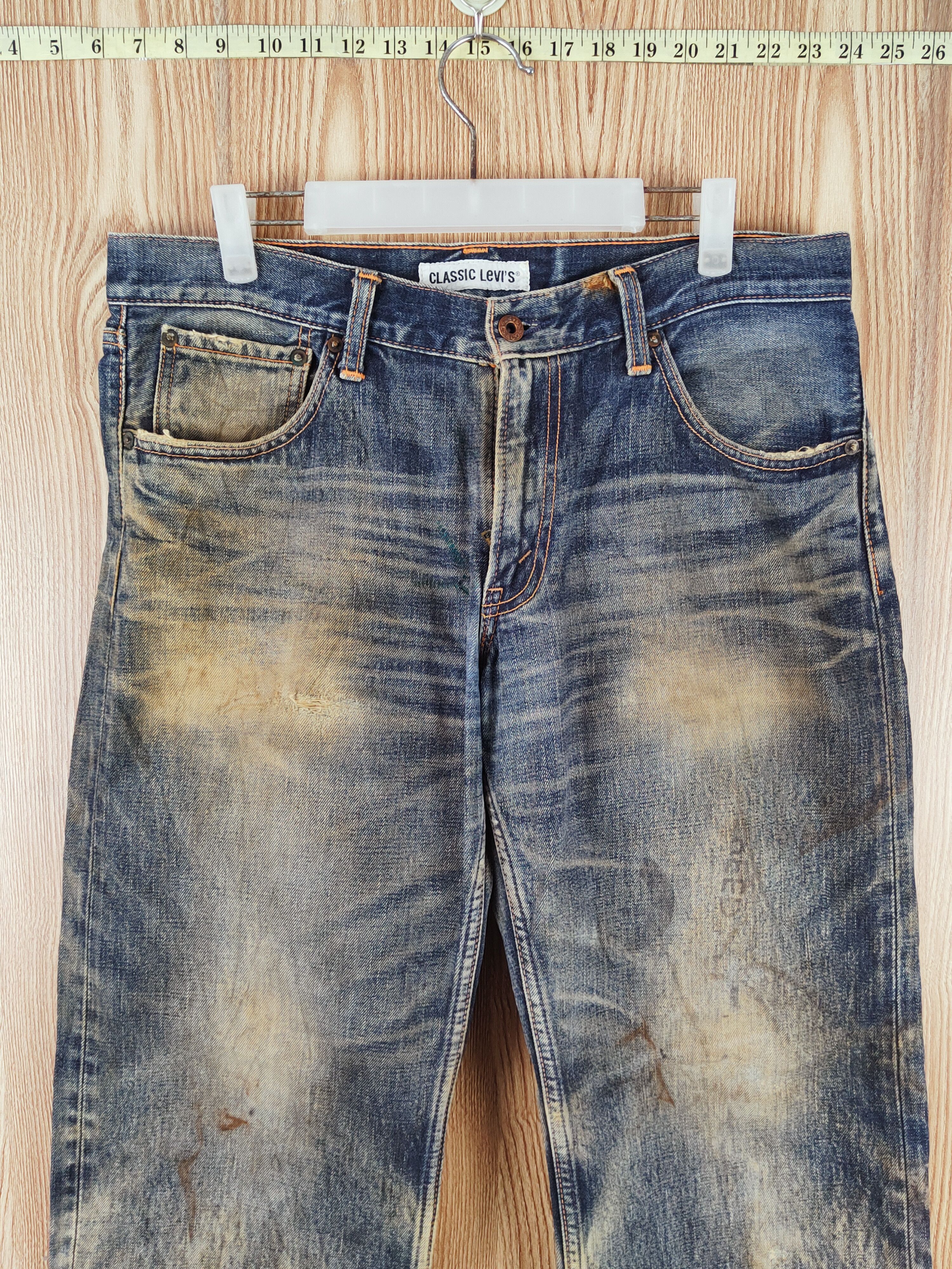 Levi's DL Levi's Dark Blue Faded Distressed Ripped Jeans #W021 Size US 34 / EU 50 - 2 Thumbnail
