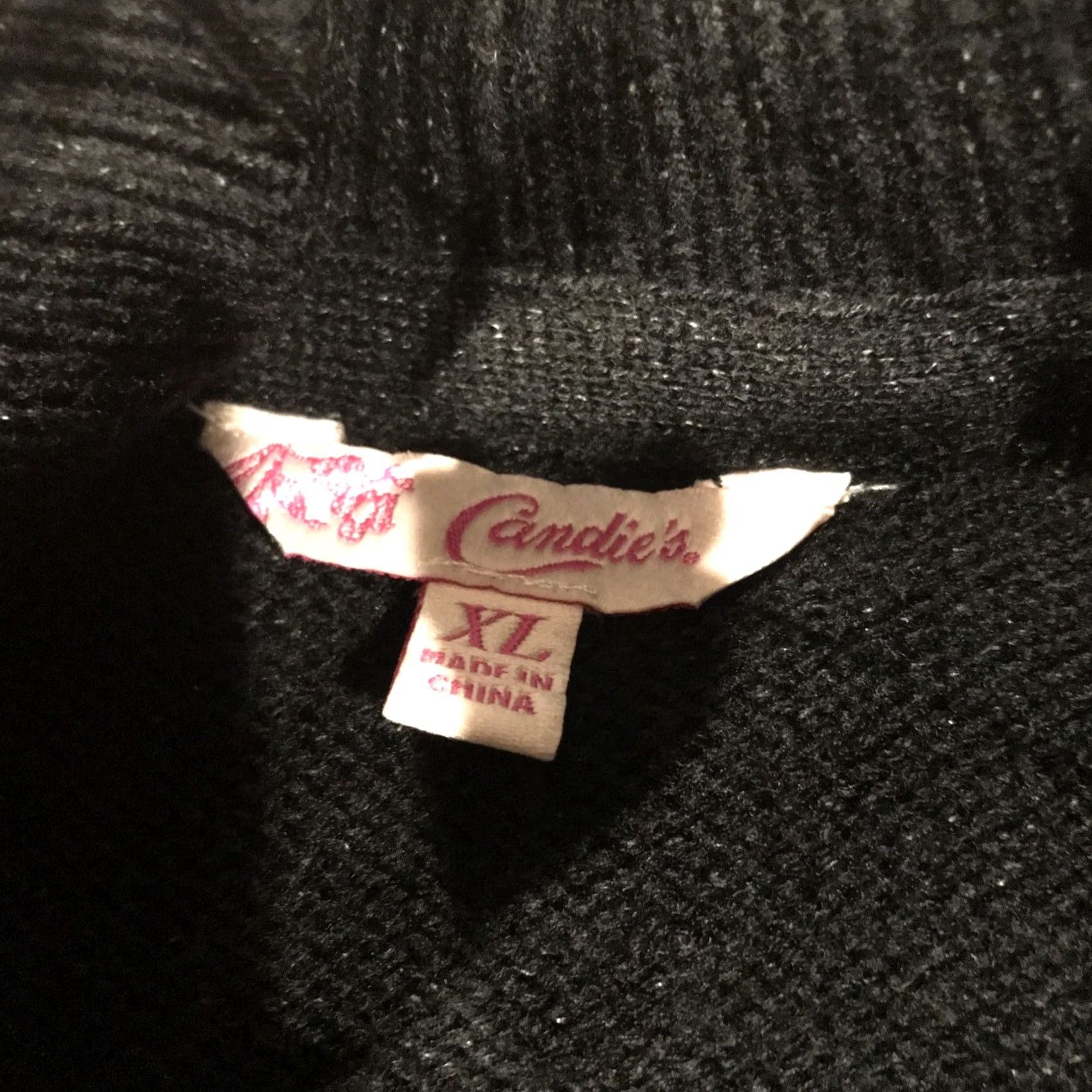 Vintage Candies Cardigan Womens XL Black White Open Acrylic Knit Long Sleeve A32 Size XL / US 12-14 / IT 48-50 - 2 Thumbnail