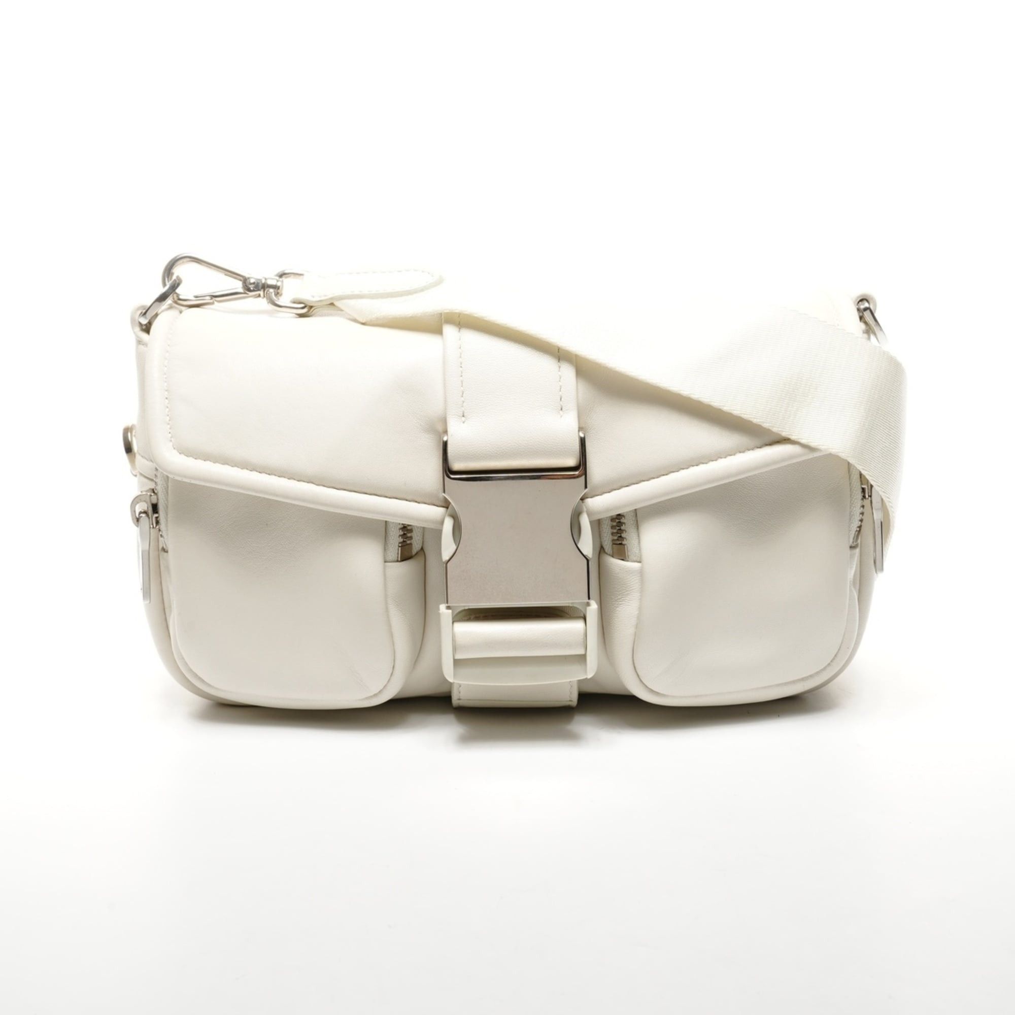 Prada Prada Nappa Leather Shoulder Bag in White Size ONE SIZE - 1 Thumbnail