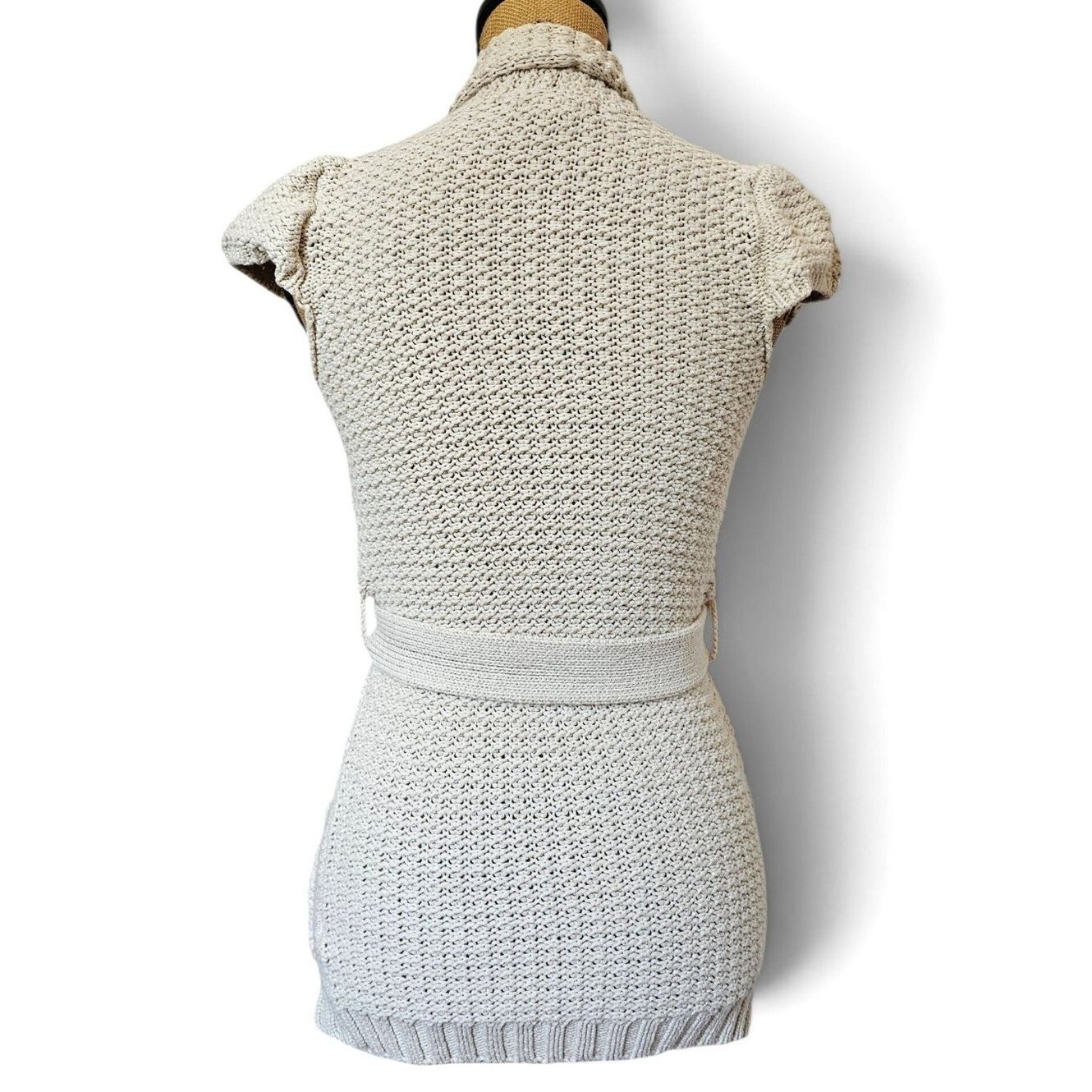 American Rag American Rag Cream Knit Short-Sleeve Belted Knit Cardigan F Size XS / US 0-2 / IT 36-38 - 5 Thumbnail