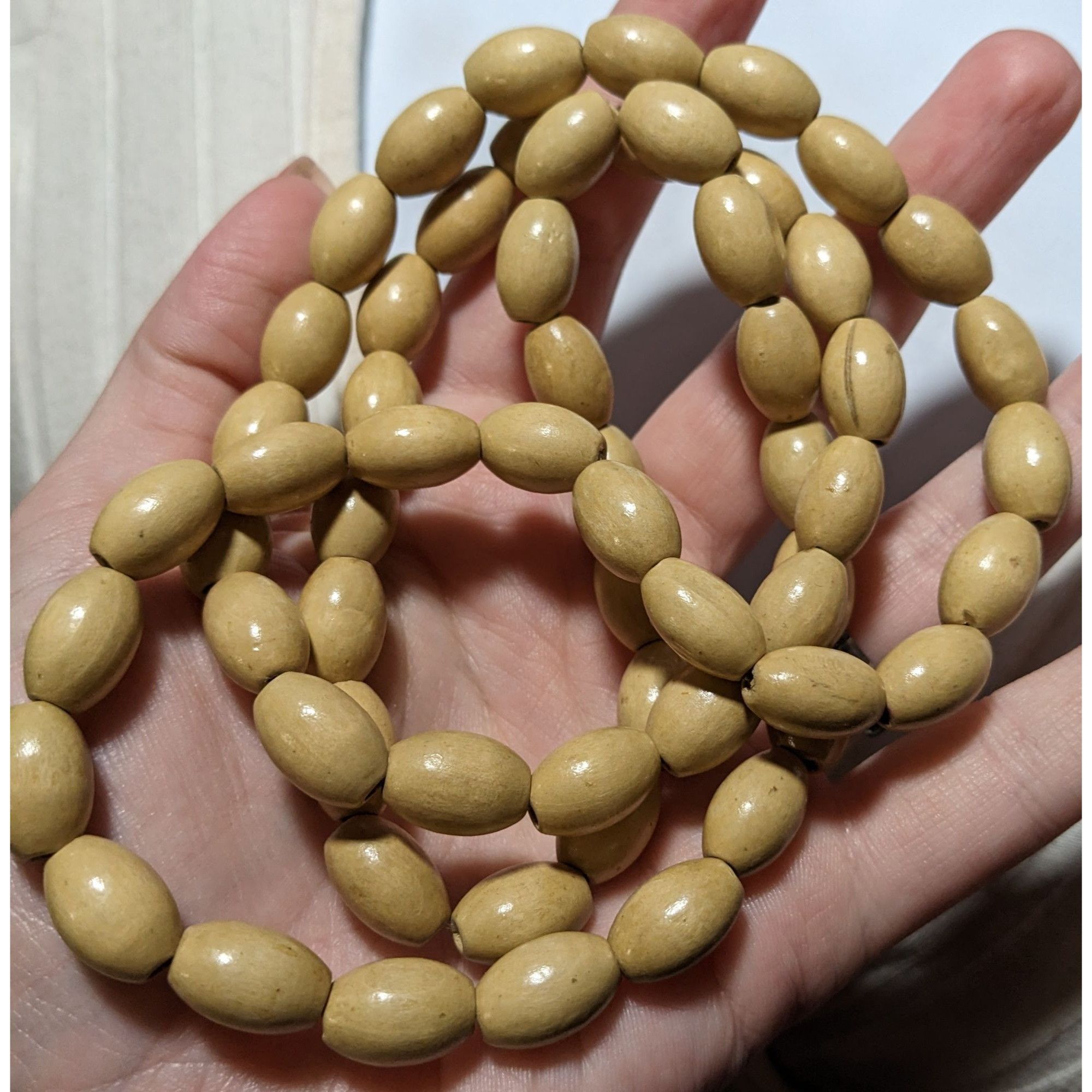 Other Retro Beige Casual Wooden Beaded Necklace Size ONE SIZE - 5 Thumbnail