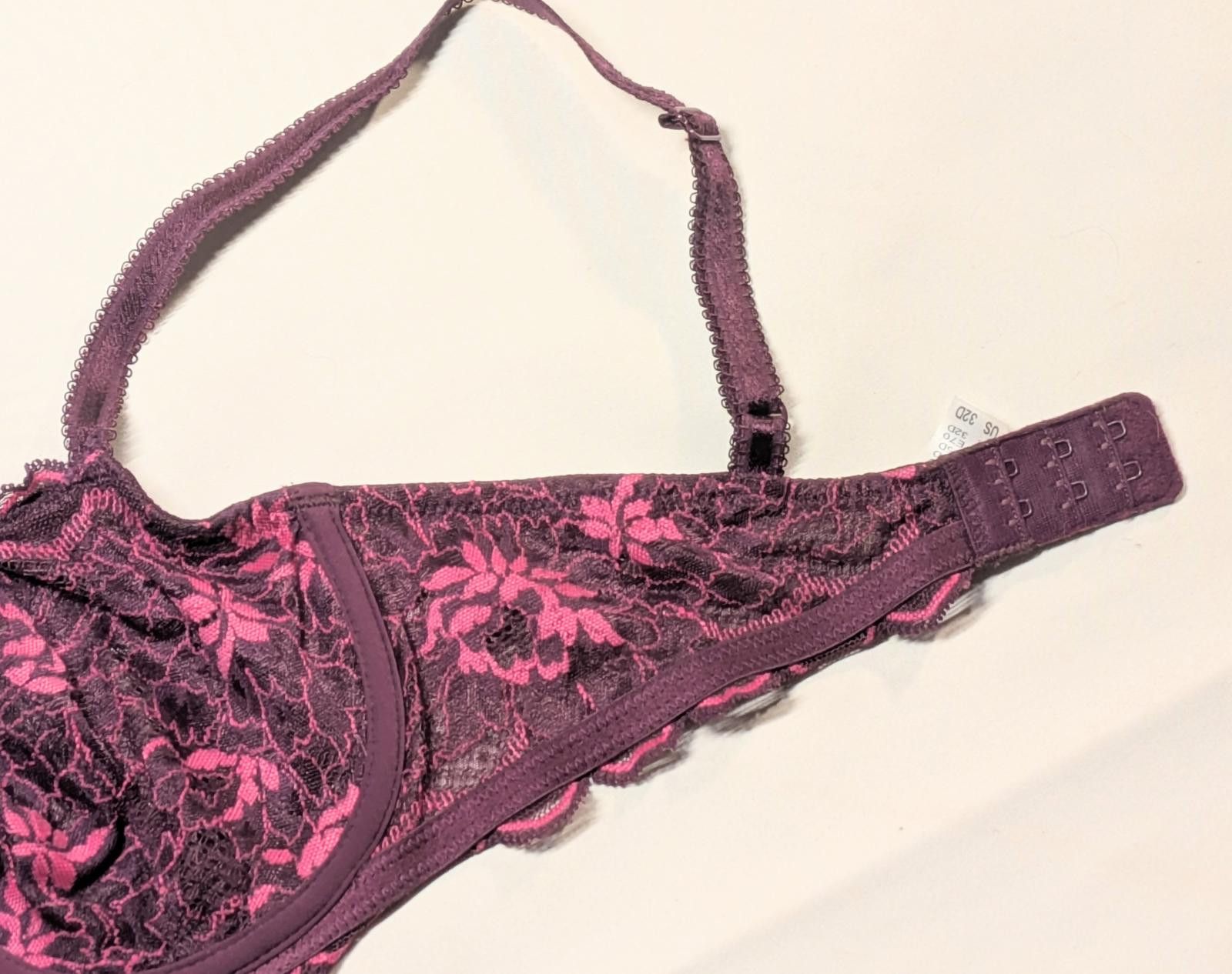 Other Wacoal 32D Unlined Wired Purple Lace Bra EUC Size ONE SIZE - 5 Thumbnail