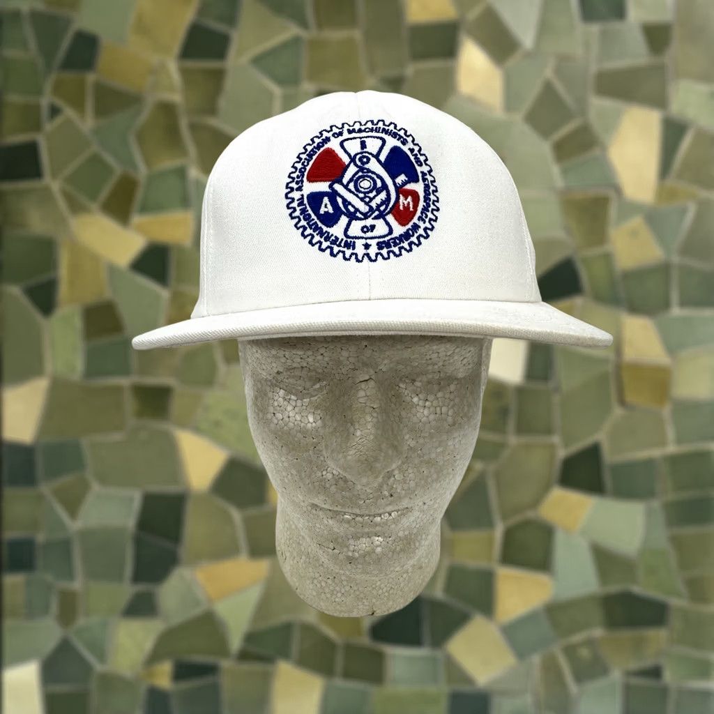 Vintage VINTAGE UnionWear Snapback Hat White International Mechanics and Aerospace Logo Mens Hats 90s USA Adjustable Front Logo Size ONE SIZE - 1 Thumbnail