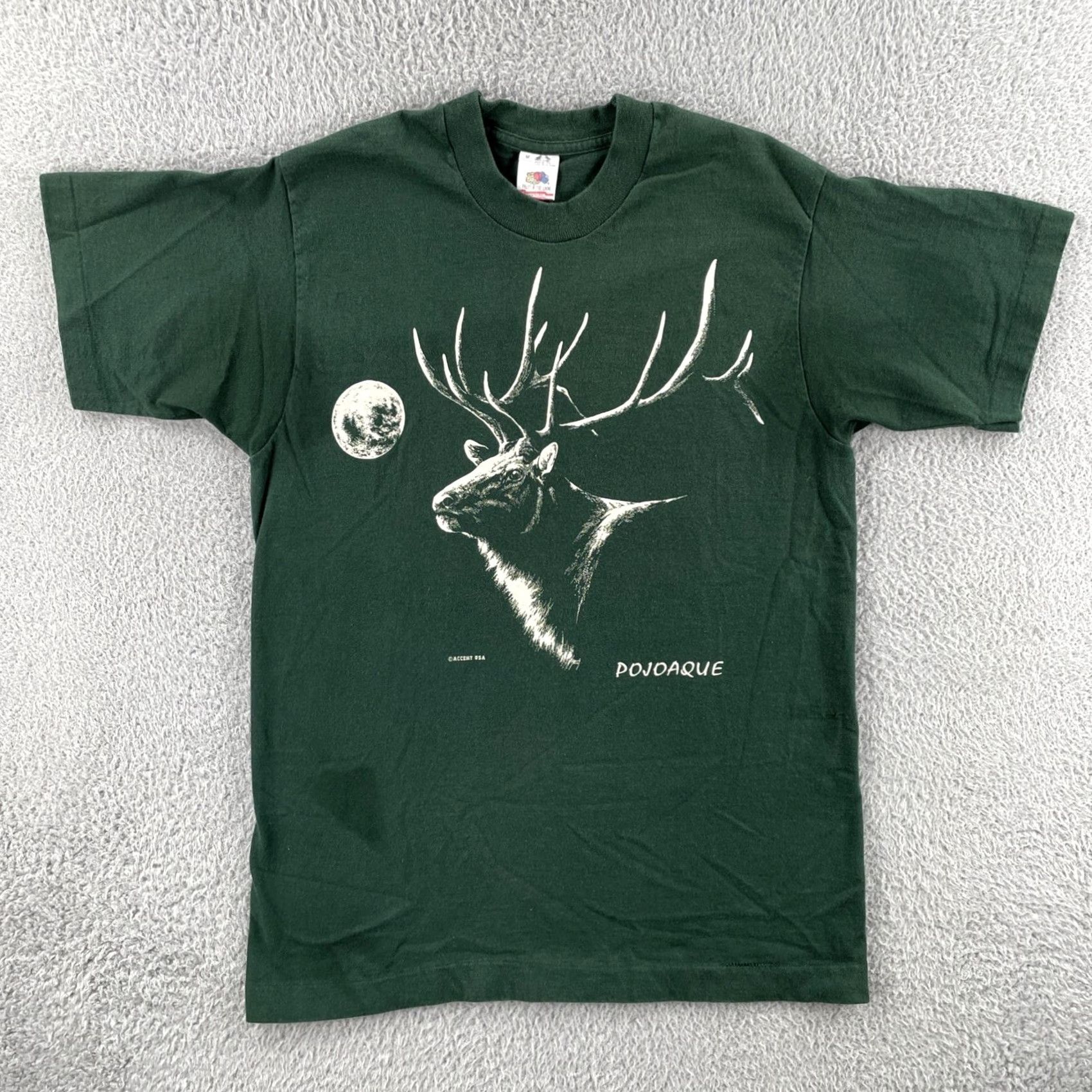 Fruit Of The Loom VINTAGE Fruit of the Loom Men’s M Green Single Stitch Shirt USA 90s Crew Neck Short Sleeve Cotton T-Shirt Size US M / EU 48-50 / 2 - 2 Thumbnail