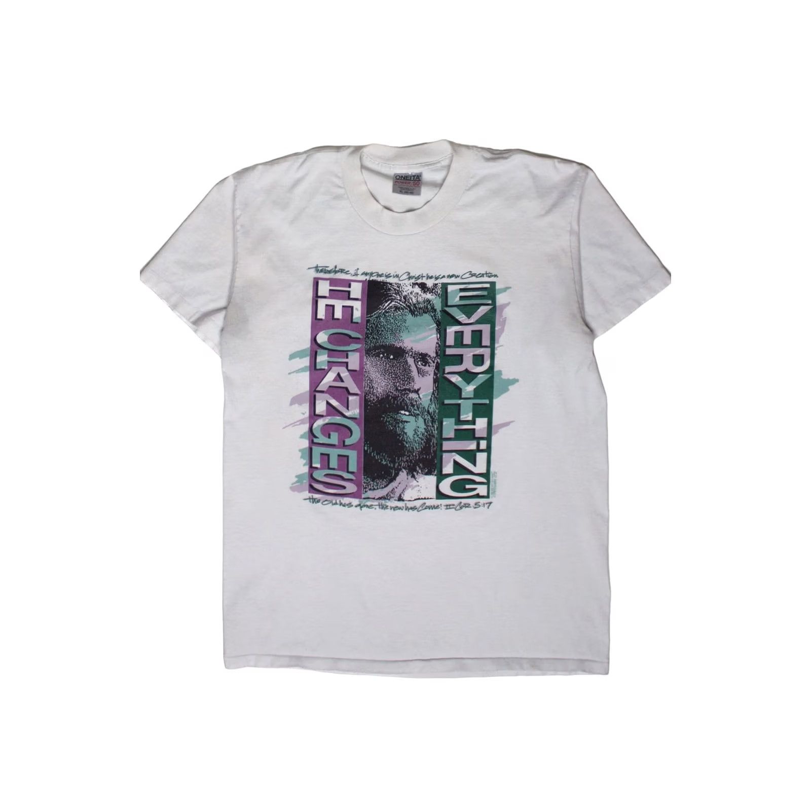 Vintage VINTAGE He Changes Everything T-Shirt White Unisex Adults XL 1990s Mens Womens Boys Girls Size US XL / EU 56 / 4 - 2 Thumbnail