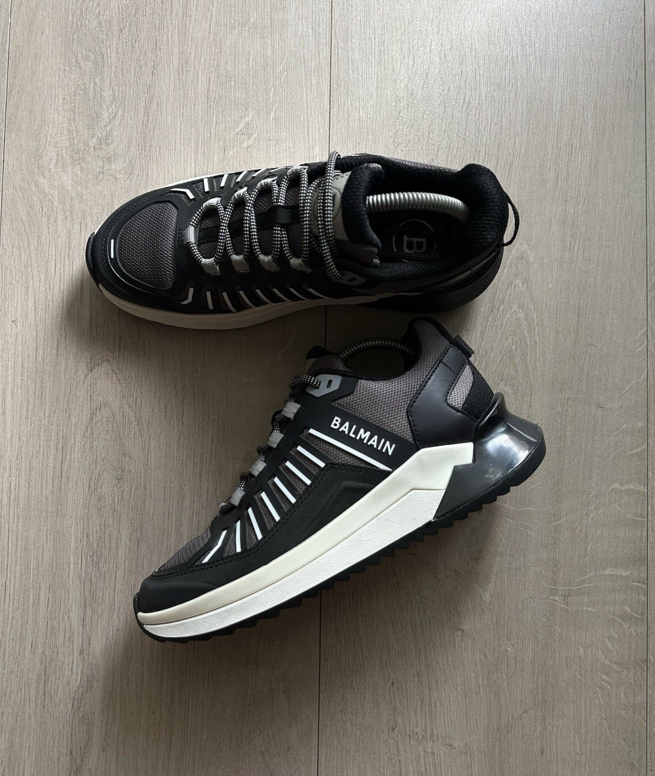 Balmain Balmain B-Trail Sneakers Black Gray Mens Shoes size 40 Size US 7.5 / EU 40-41 - 2 Thumbnail