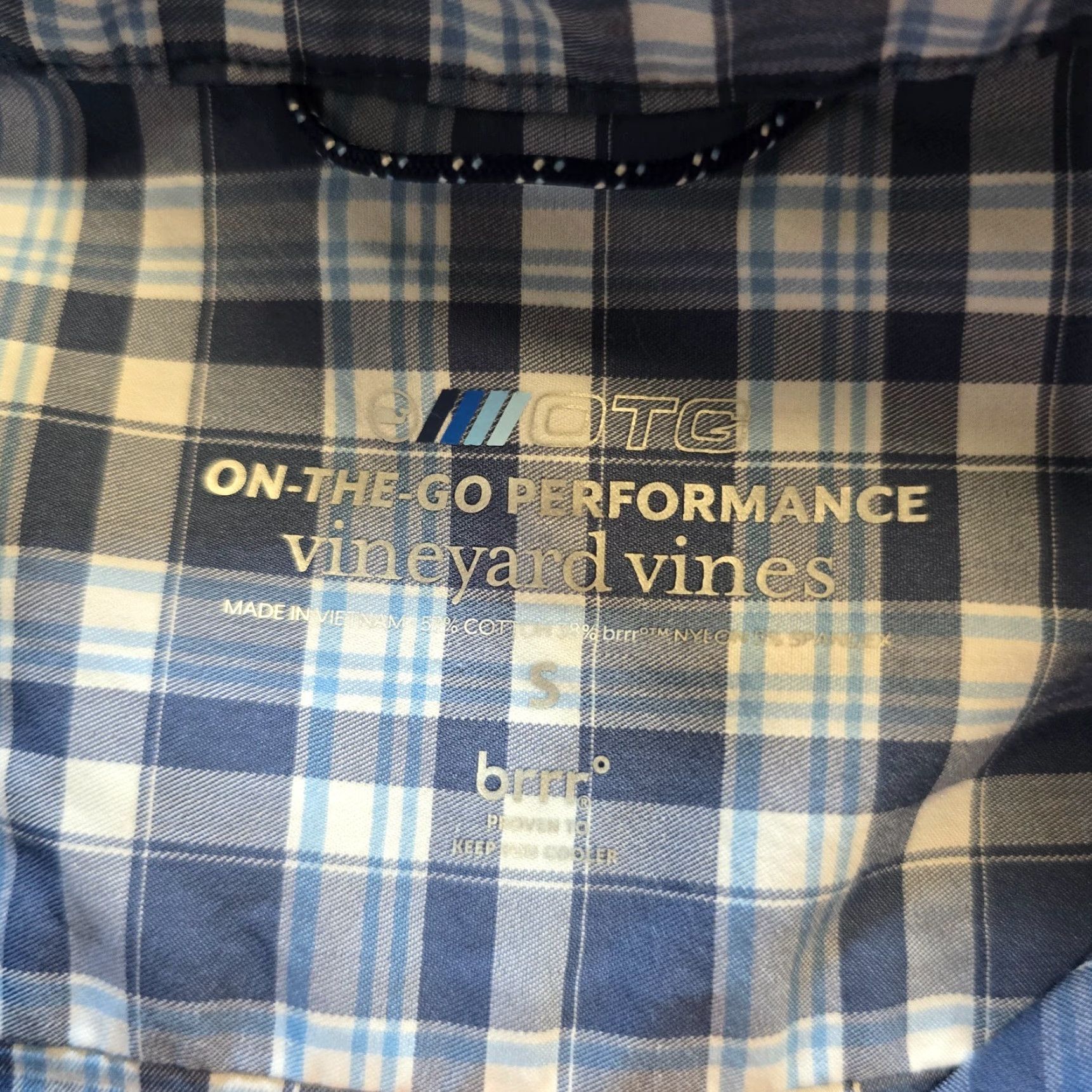 Vineyard Vines VINEYARD VINES Shirt Mens Small Blue Plaid On The Go Performance Nylon Brrr Size US S / EU 44-46 / 1 - 4 Thumbnail