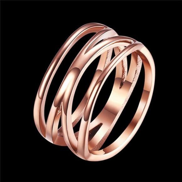 Other (Size 9) 18K Rose Gold Plated Stainless Steel Fashion Ring Size ONE SIZE - 2 Thumbnail