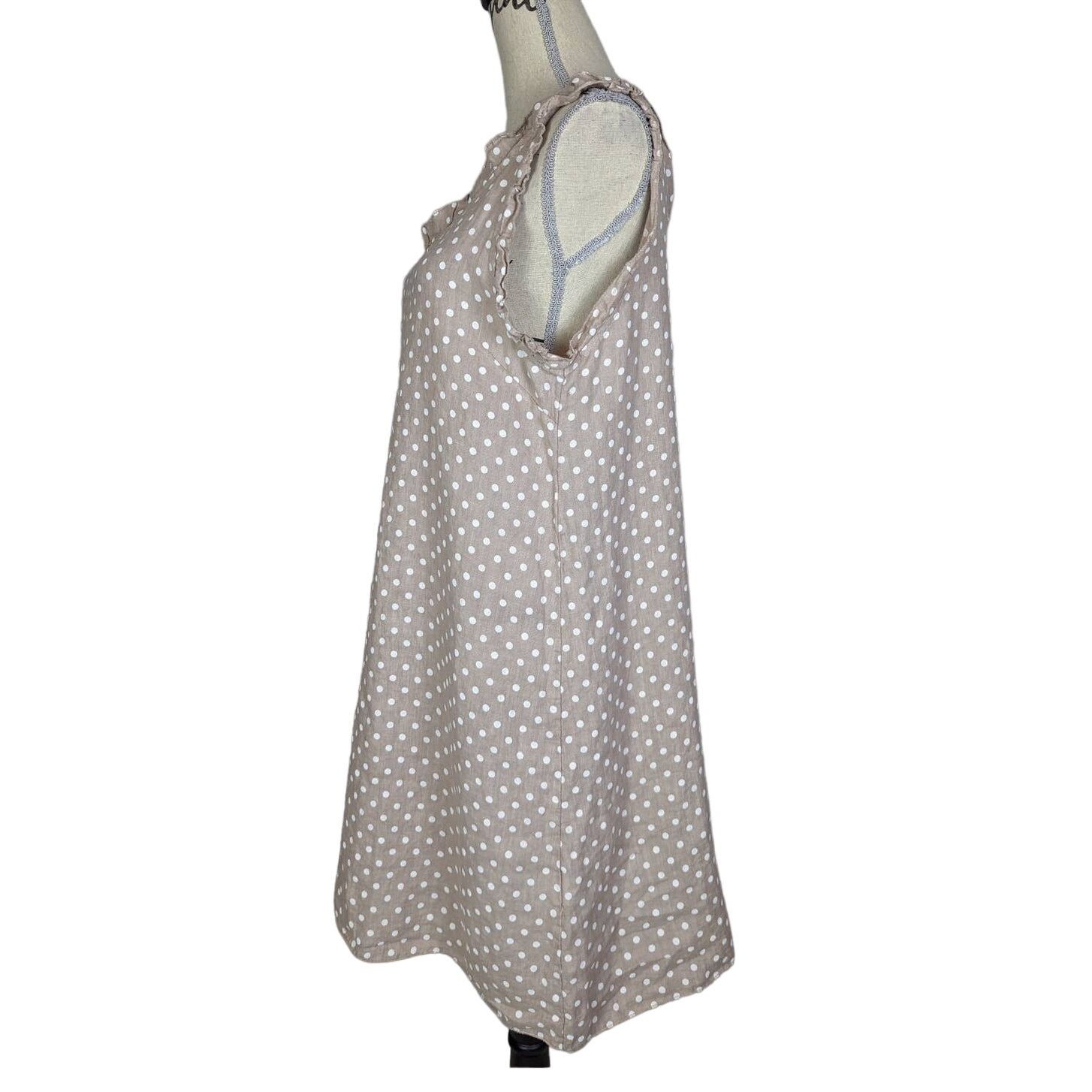 Other Stella Martini Polka Dot Linen Sundress Tan and White Medium Size M / US 6-8 / IT 42-44 - 3 Thumbnail