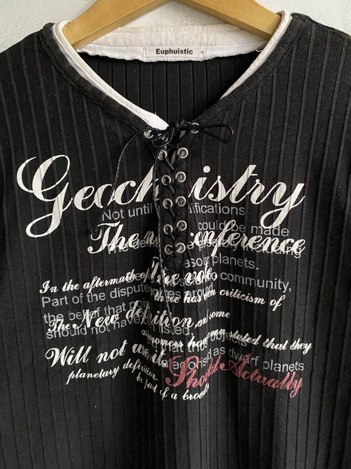 Japanese Brand Euphuistic Lace Up Bondage Ls Shirt y2k Lgb Size US L / EU 52-54 / 3 - 2 Thumbnail