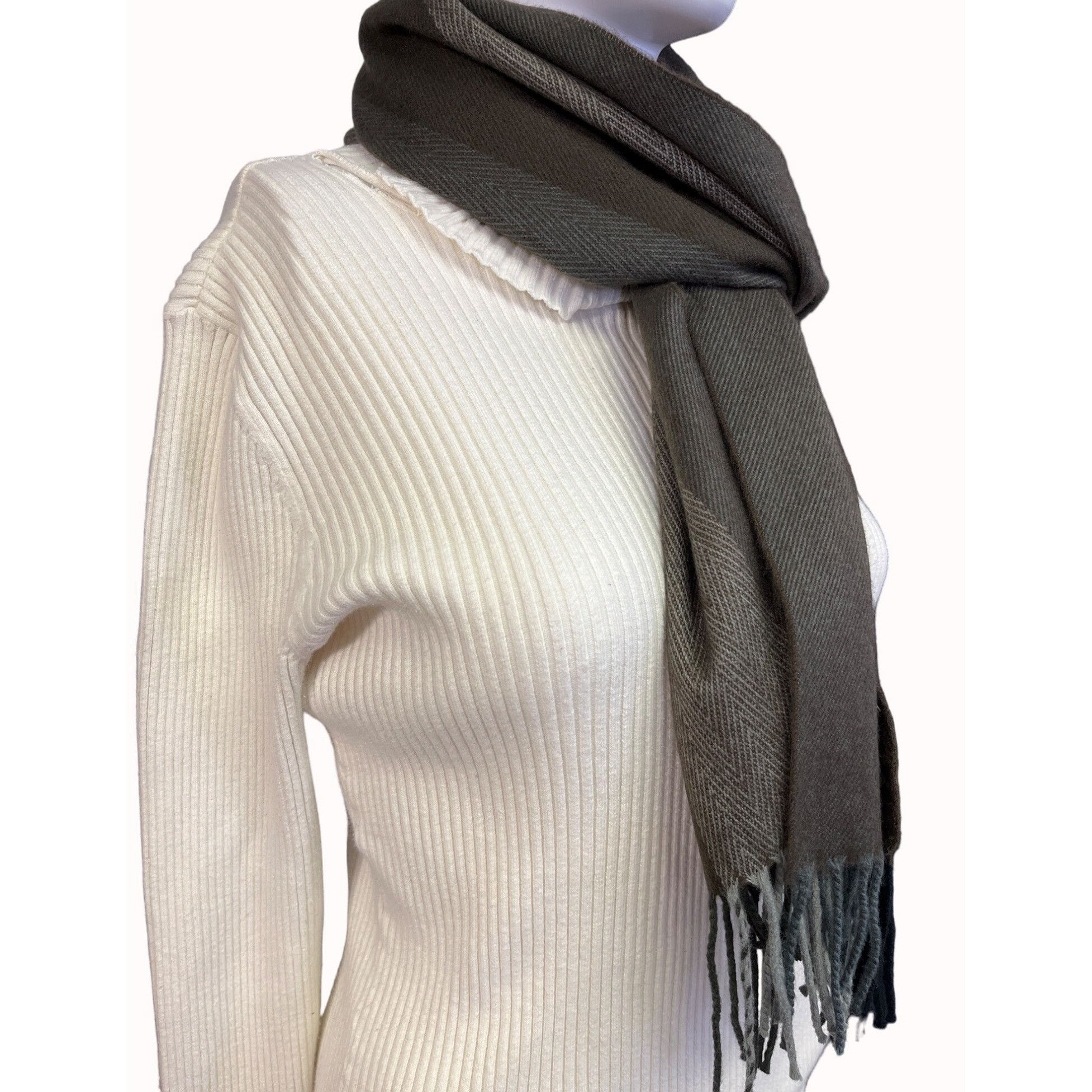 Other Altare Women's Brown Striped 100% Acrylic Scarf 68"x12" SKU Size ONE SIZE - 2 Thumbnail