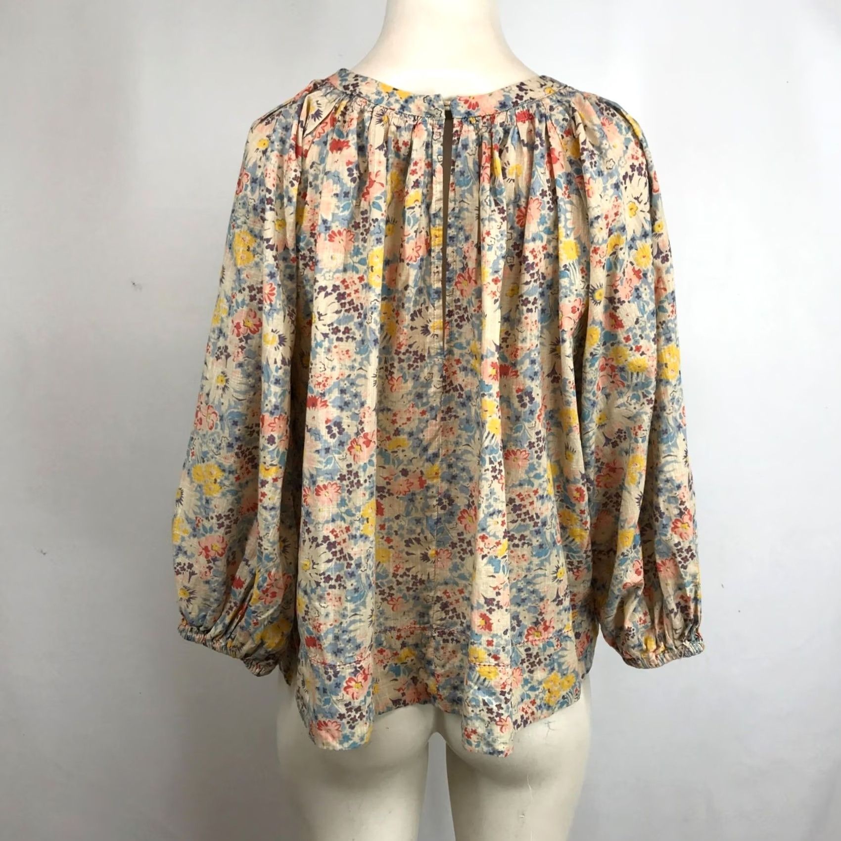 THE GREAT THE GREAT. Womens Top 0 Tan Floral Long Sleeve 100% Cotton Blouse Size XS / US 0-2 / IT 36-38 - 5 Thumbnail