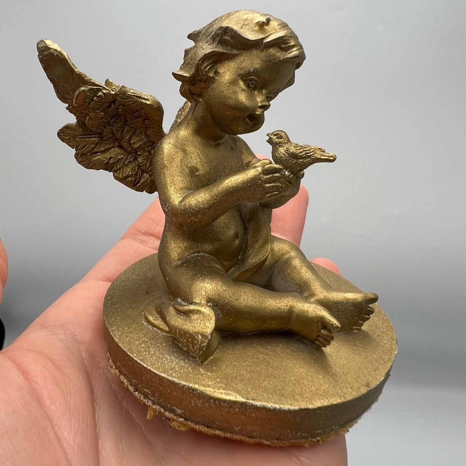 Vintage Vintage Small Angel Baby Figurine Gilded Gypsum Handmade Size ONE SIZE - 1 Thumbnail