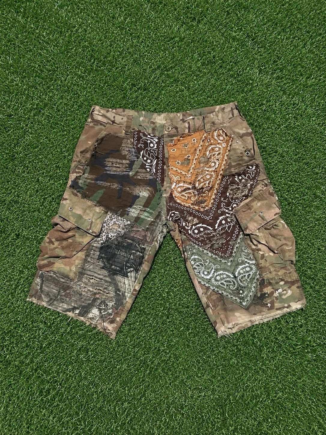 Other Boro Sashiko Patchwork Vintage Army Camo Shorts Jorts Size US 32 / EU 48 - 1 Thumbnail