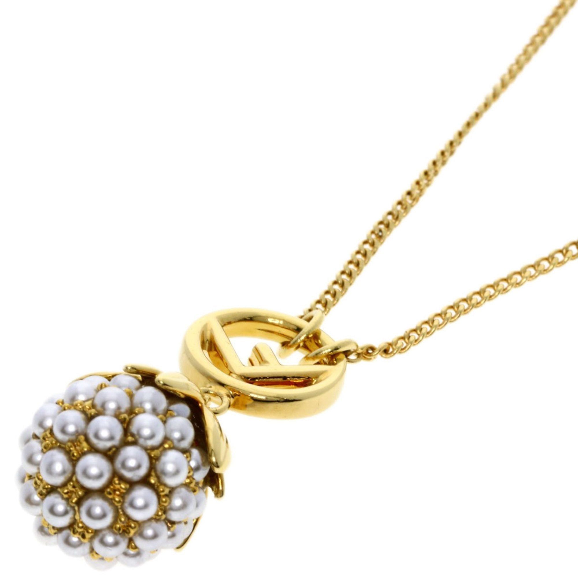 image of Fendi Fruit Motif Faux Pearl Necklace For Women in Gold
