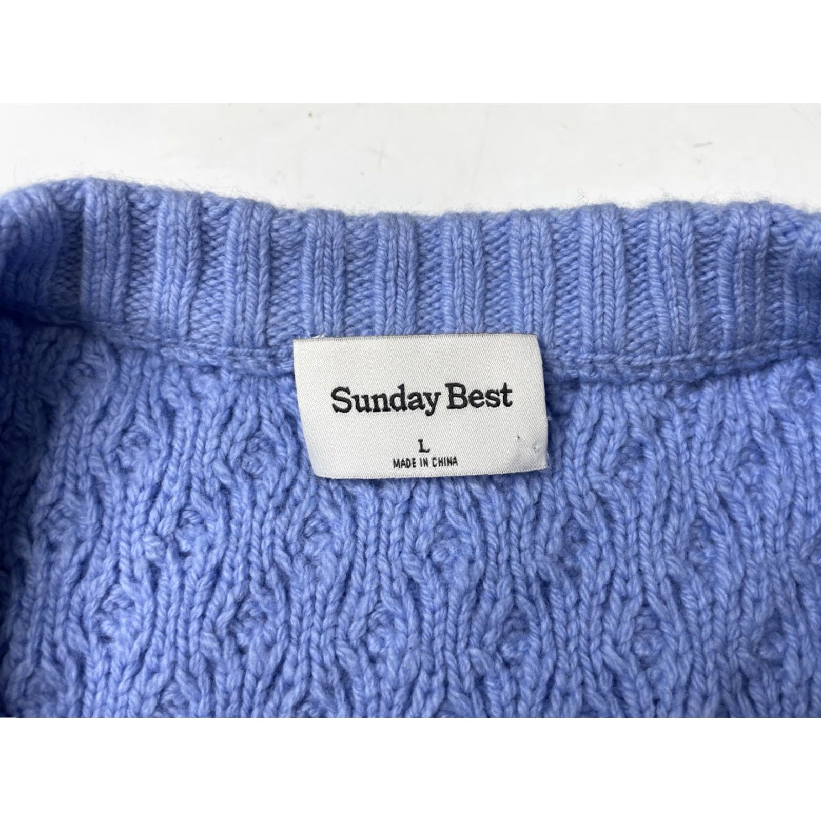 Vintage Aritzia Sunday Best Fisherman’s Cable Knit Sweater Blue L Women Pullover Knit Size L / US 10 / IT 46 - 3 Thumbnail