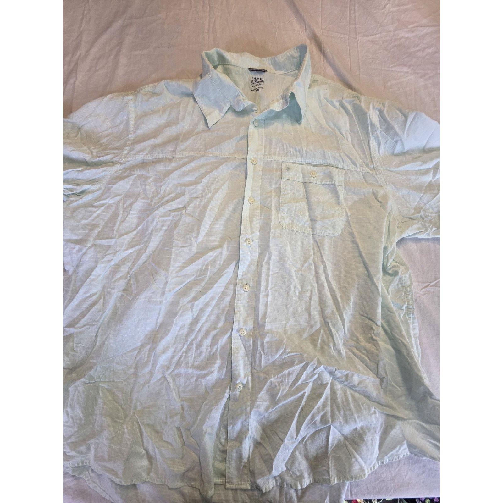 Izod Izod Relaxed Fit 100% Cotton Men's Short Sleeve Button Down Size US XXL / EU 58 / 5 - 1 Thumbnail