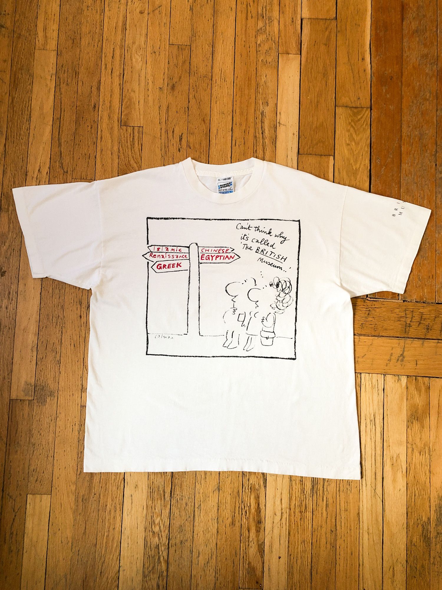 Vintage 90s Single Stitch 'British Museum' Sarcasm T-Shirt Size US XL / EU 56 / 4 - 2 Thumbnail