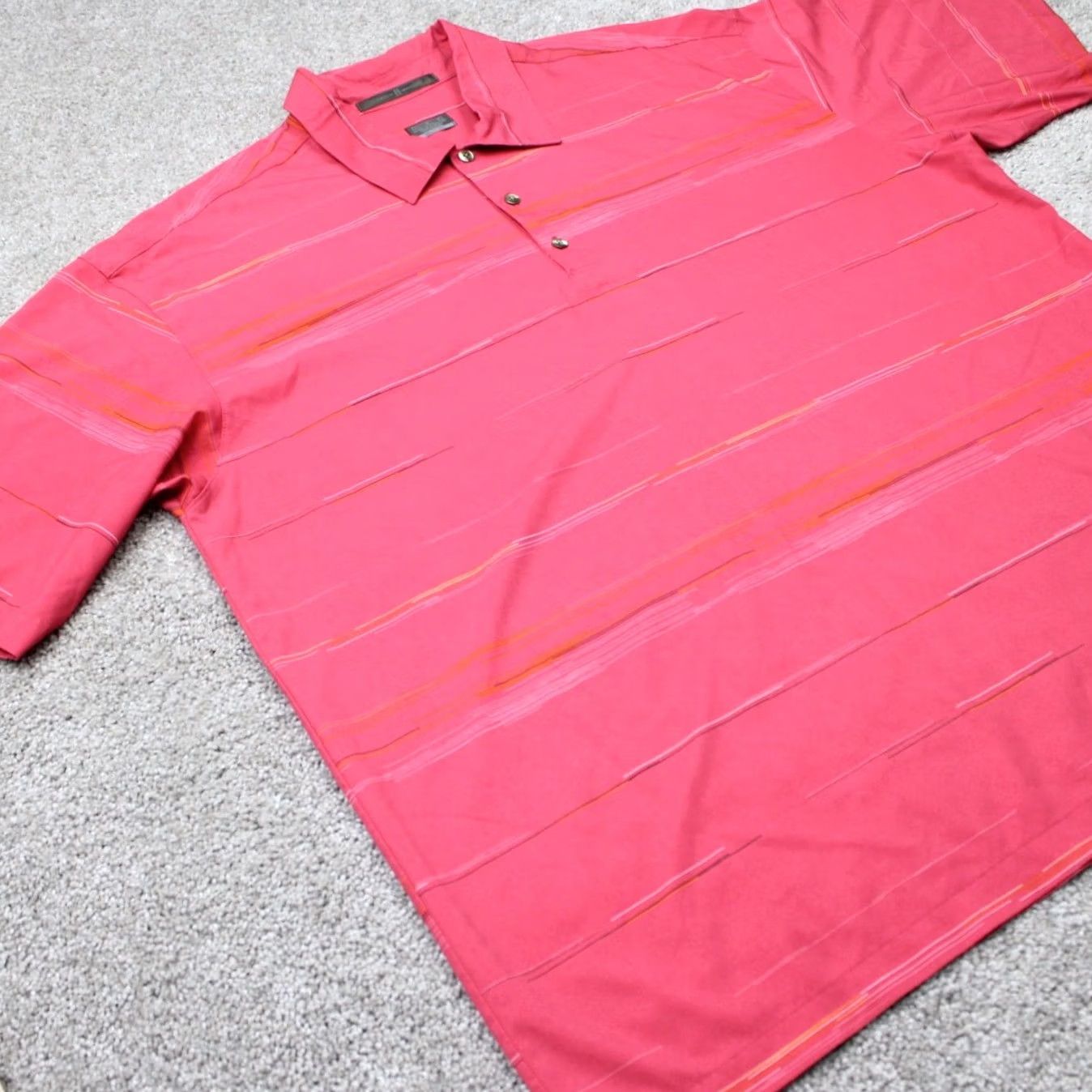 Nike Nike Tiger Woods Polo Shirt Mens Large Pink Striped Dri-Fit Short Sleeve Golf Shirt Size US L / EU 52-54 / 3 - 5 Thumbnail