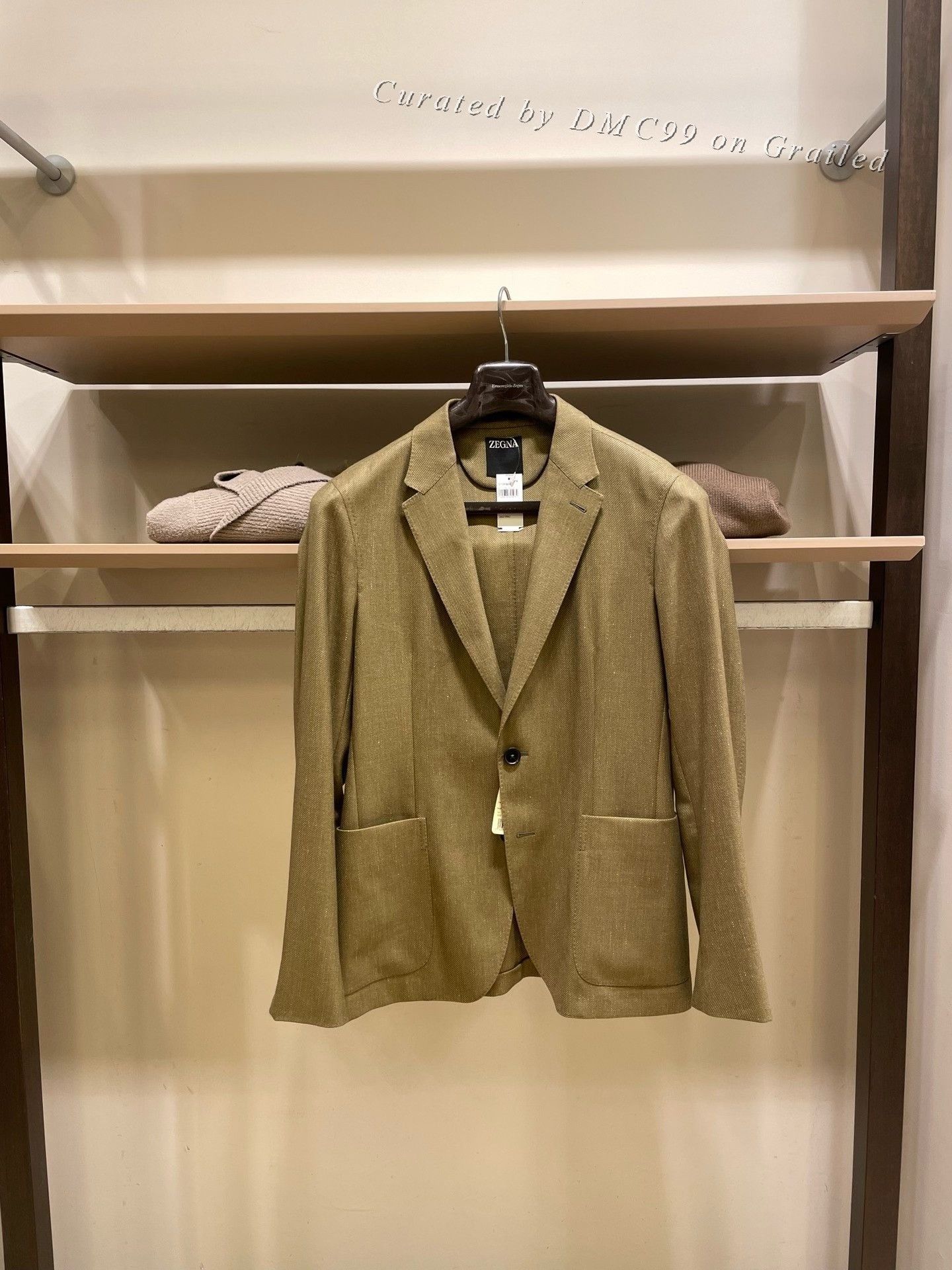 Ermenegildo Zegna Zegna Olive Green Single-Breasted Blazer Size US L / EU 52-54 / 3 - 1 Thumbnail