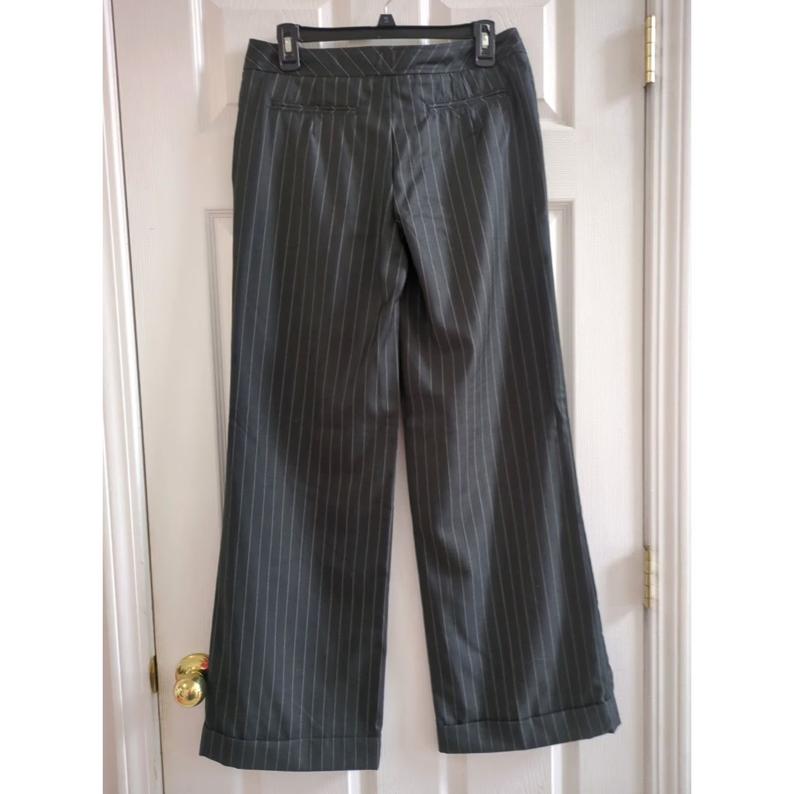 Isaac Mizrahi Isaac Mizrahi Black Pinstripes Dress Pants Women's Wide-Leg Size 8 Shaping Regular Pants Size 30" / US 8 / IT 44 - 4 Thumbnail