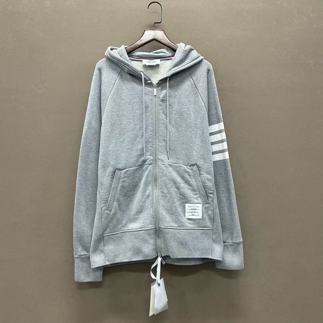 Thom Browne classic gray hooded sweatshirt with drawstring Size US L / EU 52-54 / 3 - 1 Thumbnail