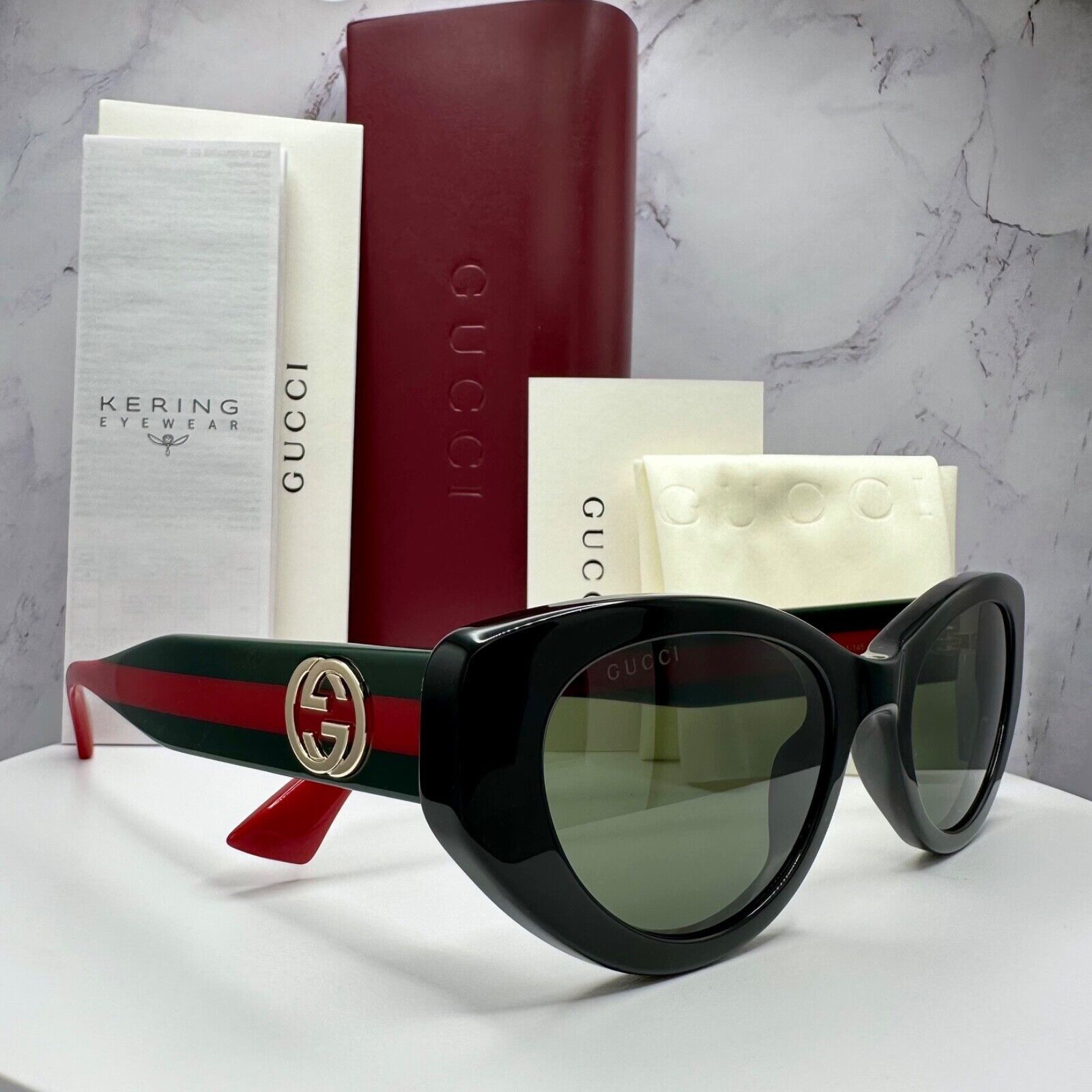 Gucci GUCCI Sunglasses Black Newest Collection Metal Logo Cat Eye Size ONE SIZE - 2 Thumbnail