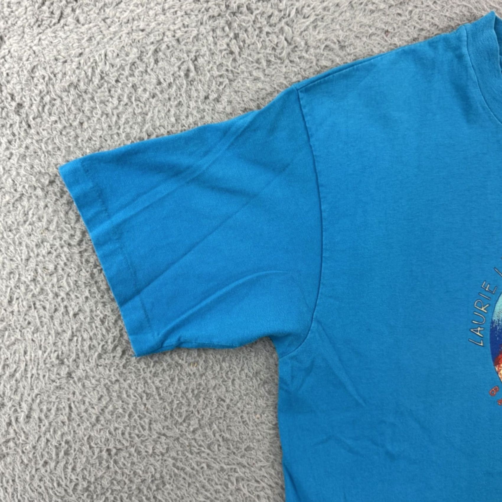 Hanes VINTAGE Laurie Lewis Grant Street Shirt Mens Medium Blue 80s Berkeley California Size US M / EU 48-50 / 2 - 4 Thumbnail