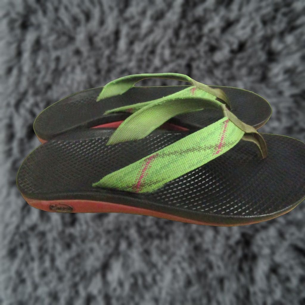 Chaco Chaco Flip Sandals Womens 9 Black Green Thong Flip Flops Outdoor EcoTread Sl ip On Size US 9 / IT 39 - 1 Thumbnail