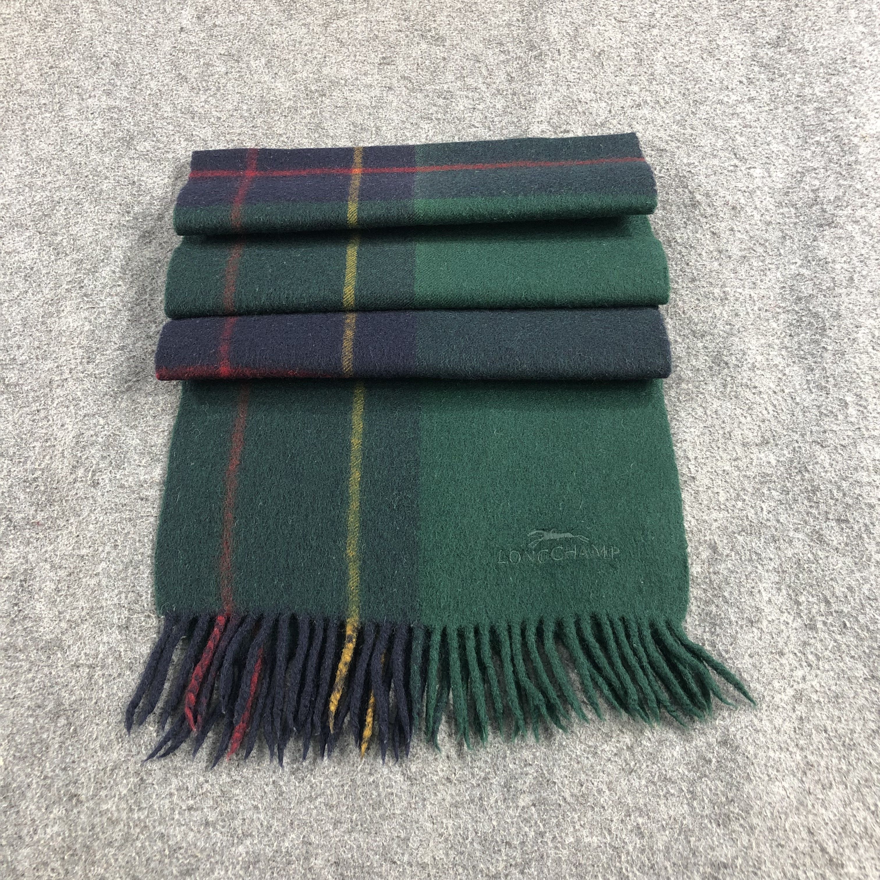 Longchamp Longchamp Tartan Wool Scarf Muffler V901 Size ONE SIZE - 2 Thumbnail