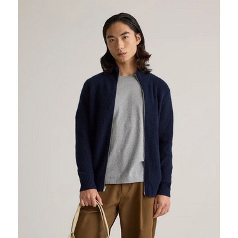 Quince Quince Men Cashmere Fisherman Full Zip Sweater Navy M NWT Size US M / EU 48-50 / 2 - 7 Thumbnail
