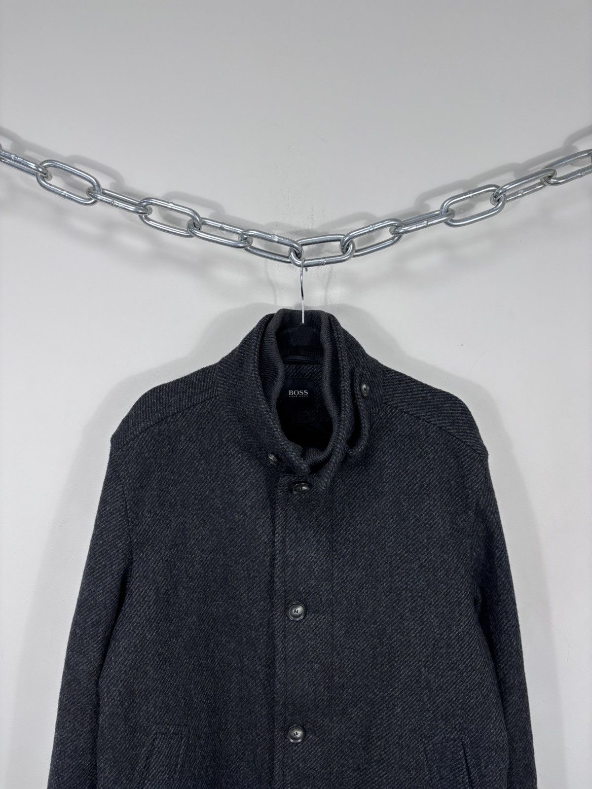 Hugo Boss Hugo Boss Men’s Herringbone Dark Grey Wool Blend Overcoat Size US M / EU 48-50 / 2 - 5 Thumbnail