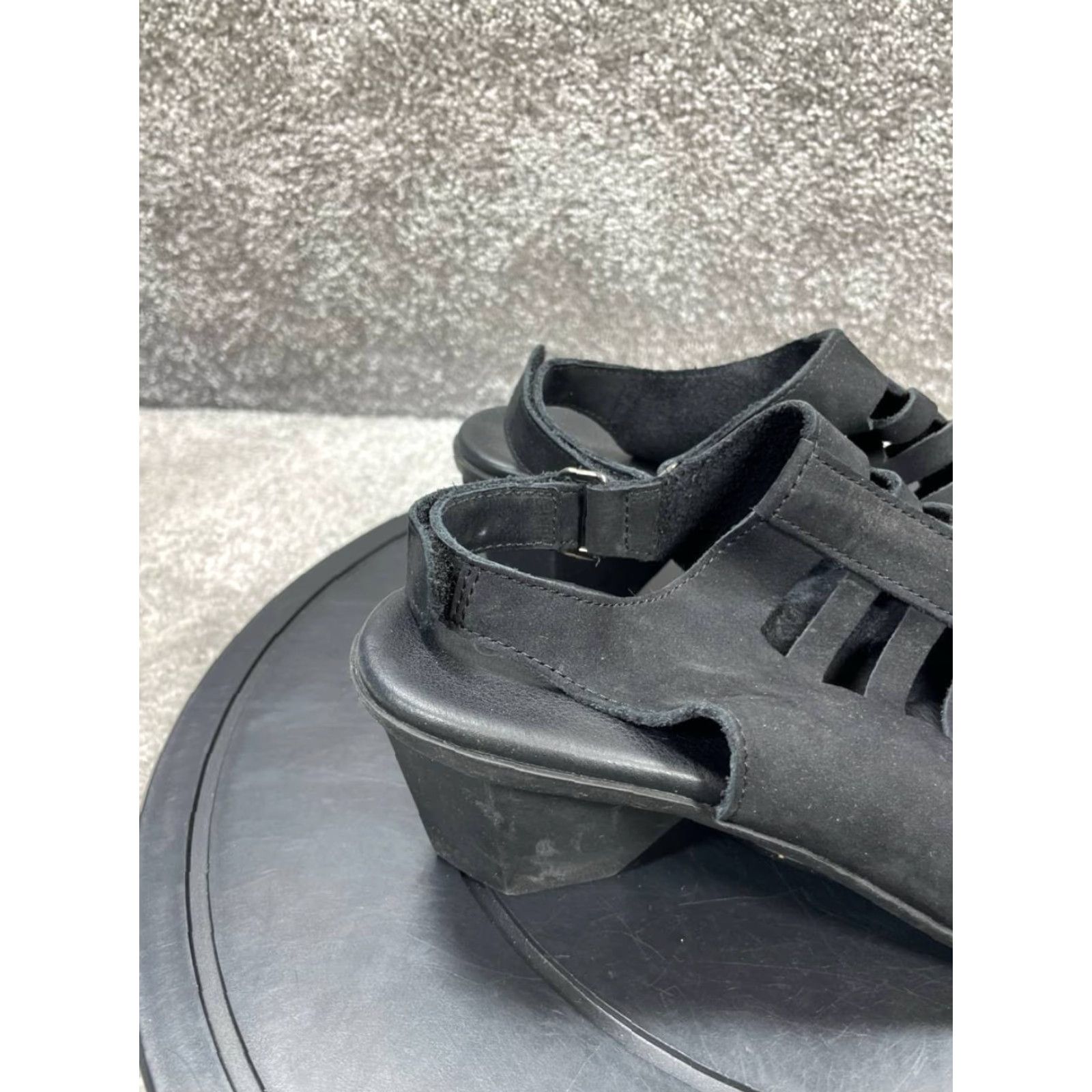 Vintage Arche Soexor Sandal Womens Slingback Black Nubuck Block Heel Casual Women 9.5US 40EU Leather Lining Size US 8 / IT 38 - 3 Thumbnail