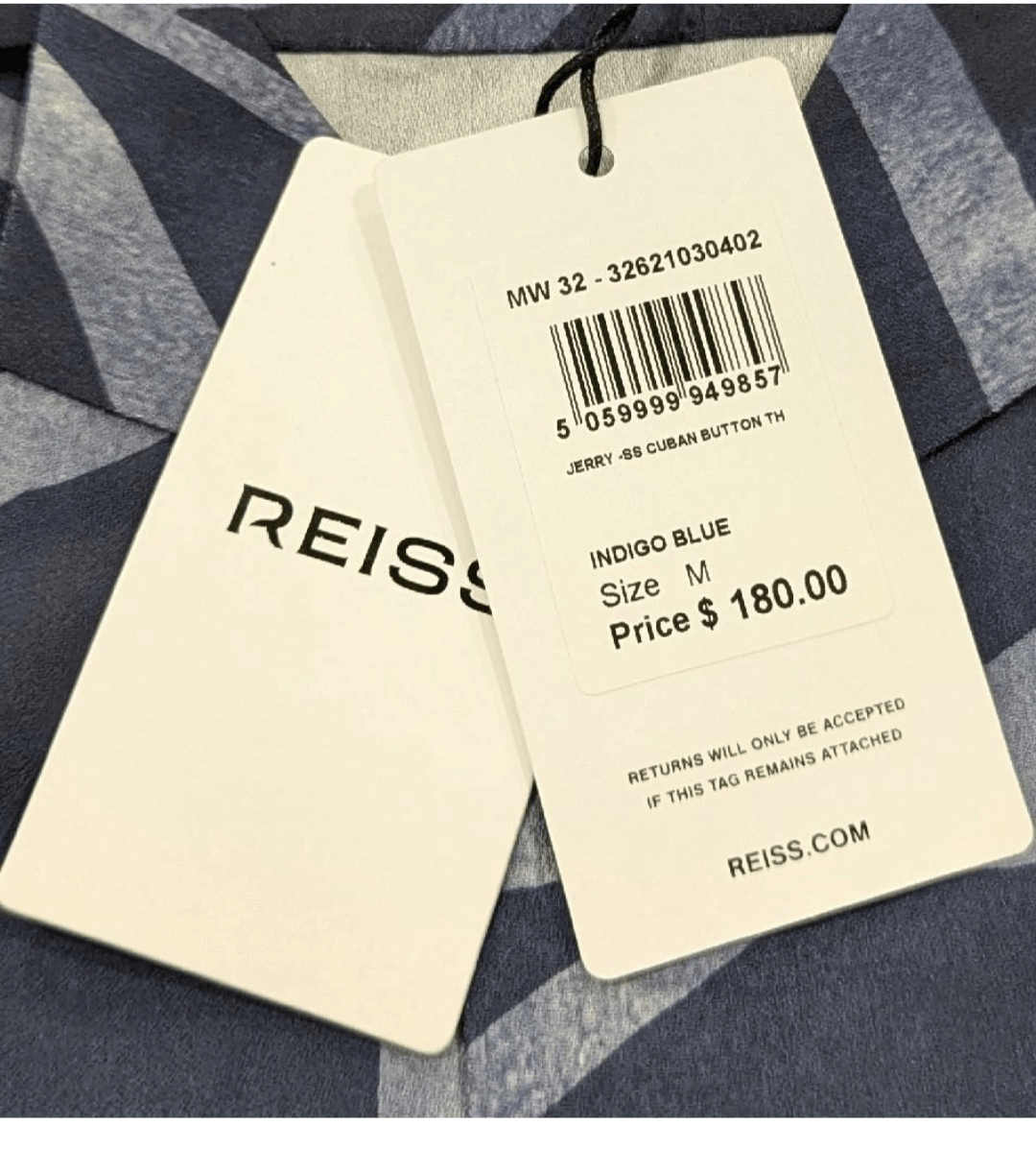 Reiss REISS "Jerry" Printed Resort Shirt Indigo Blue Medium Size US M / EU 48-50 / 2 - 5 Thumbnail