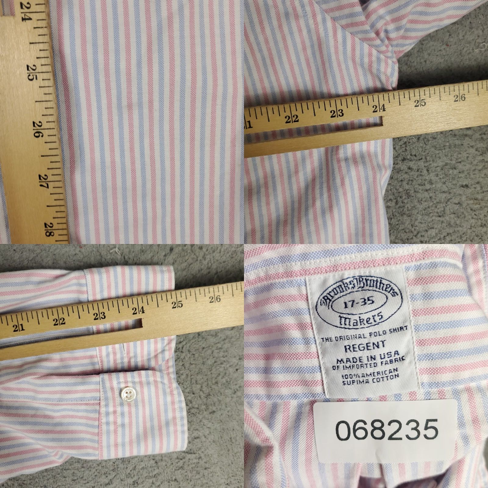 Brooks Brothers Brooks Brothers Shirt Mens 17 Pink Striped Regent Dress Button Up Long Sleeve Regular Cotton 100% Mens Dress Shirt Size 46R - 8 Thumbnail