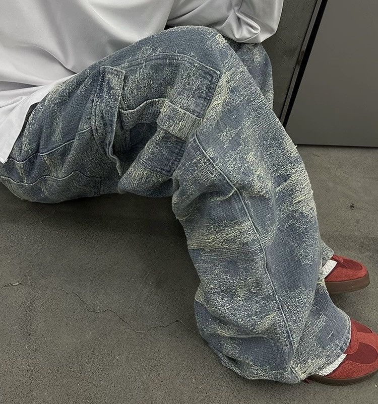 Japanese Brand × Vintage Avant garde distressed loose fit grunge cargo jeans pants Size US 31 - 6 Thumbnail
