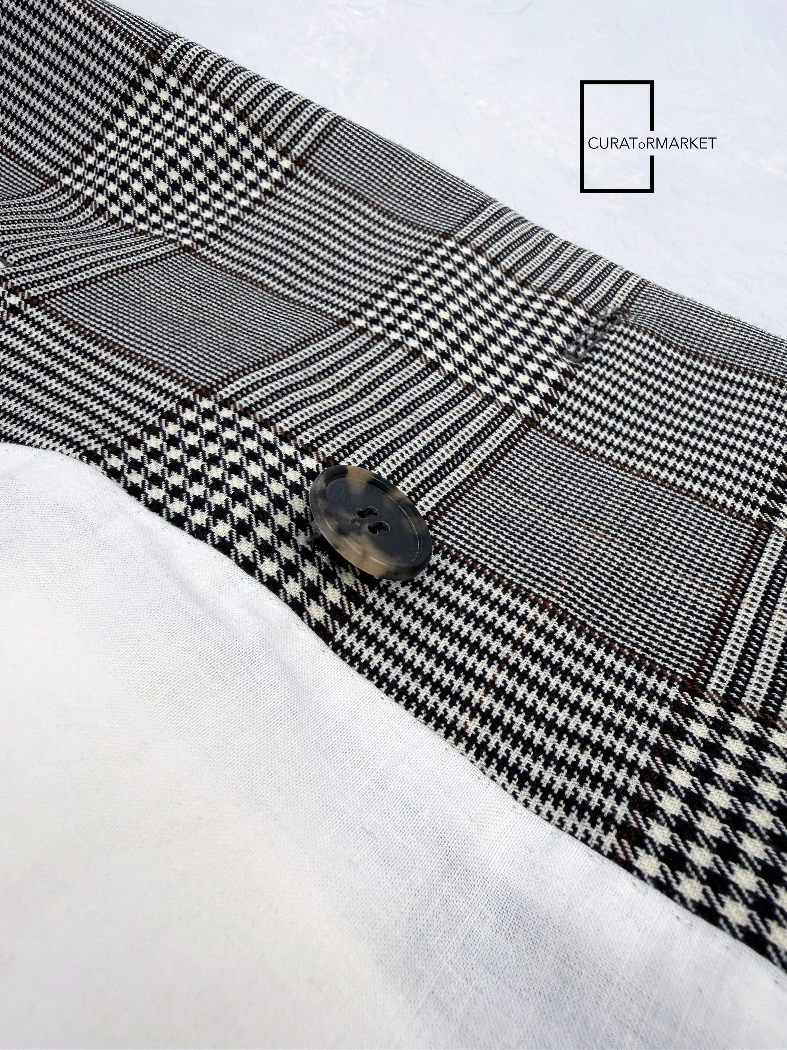 Calvin Klein 205W39NYC EU48 Iconic Raf Houndstooth Check Stripe Long Wool Coat FW18 Size US M / EU 48-50 / 2 - 16 Thumbnail