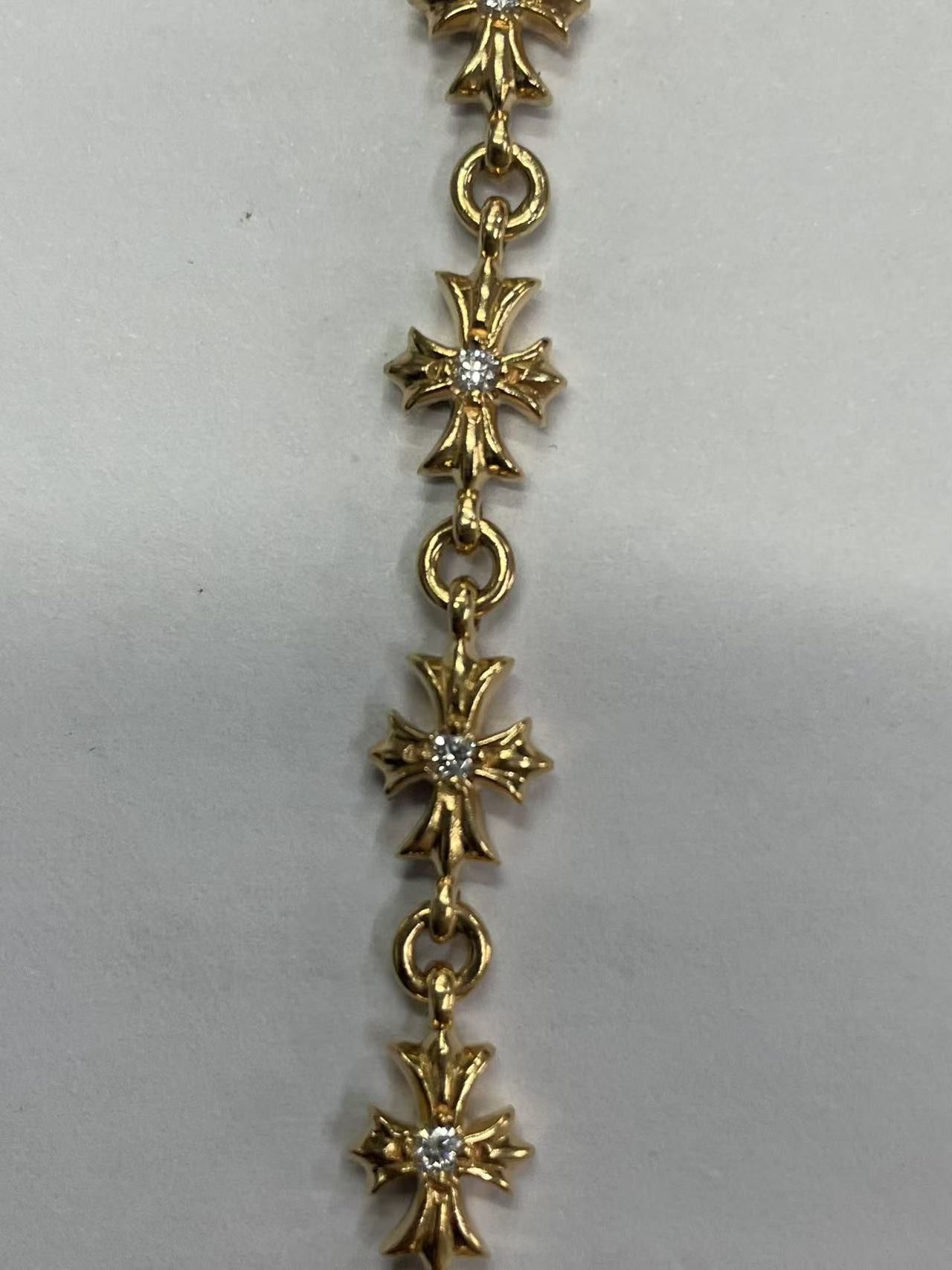 Chrome Hearts Chrome Hearts 22K Gold Diamonds Tiny E Cross Bracelet Size ONE SIZE - 6 Thumbnail
