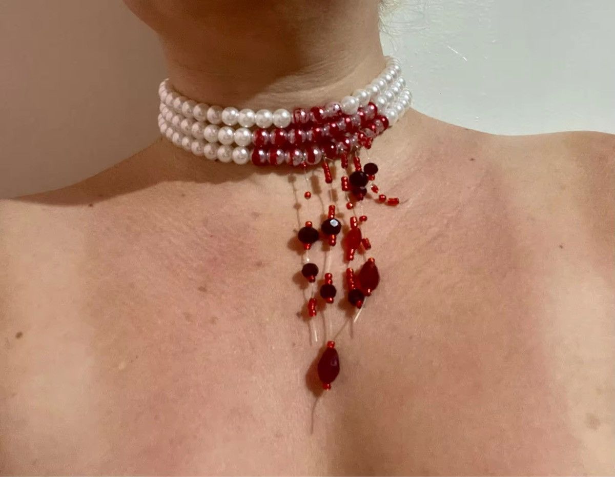 Other Red Blood Pattern Imitation Pearl Necklace Size ONE SIZE - 3 Thumbnail