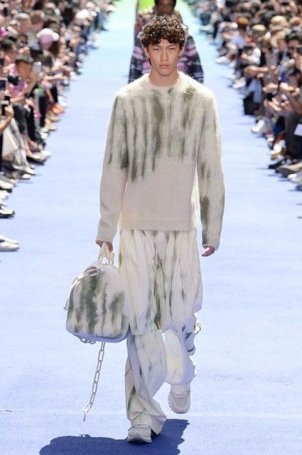 SS20 Louis Vuitton by Virgil Abloh Blue Camo Jacquard Knit Sweater